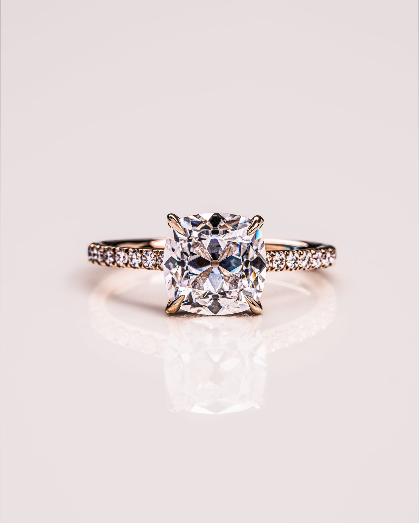 1.74 CT Cushion Pave Moissanite Engagement Ring