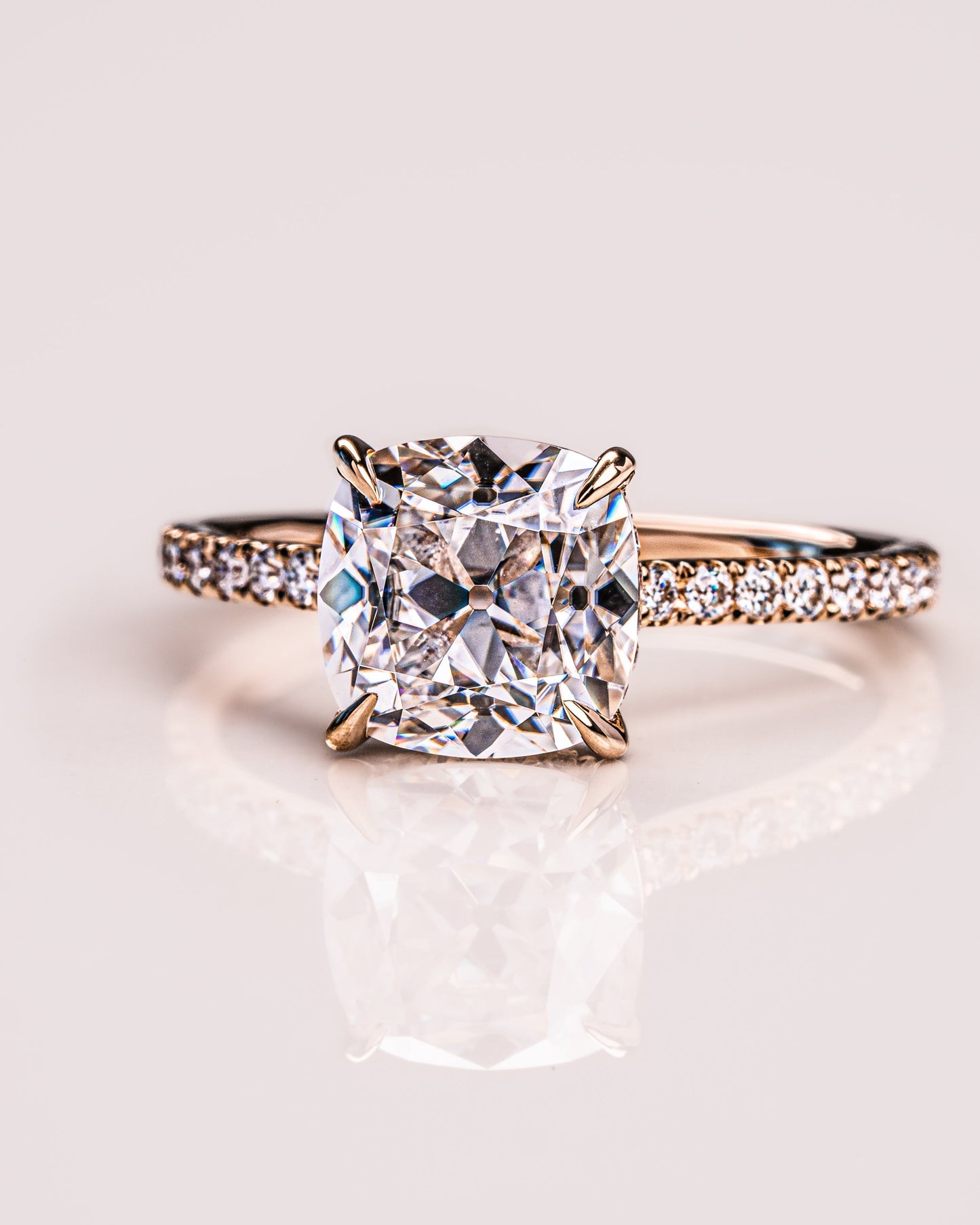 1.74 CT Cushion Pave Moissanite Engagement Ring