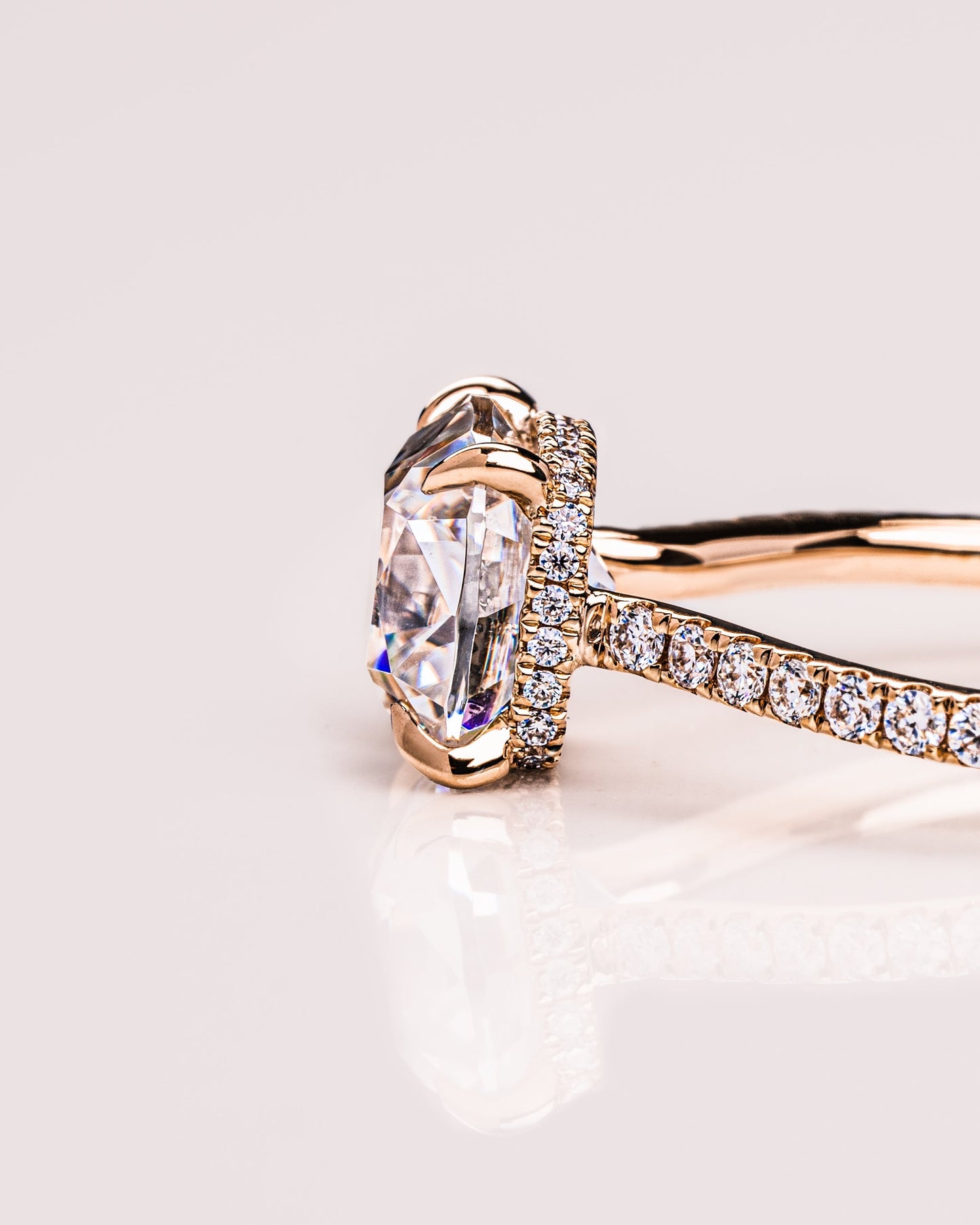 1.74 CT Cushion Pave Moissanite Engagement Ring