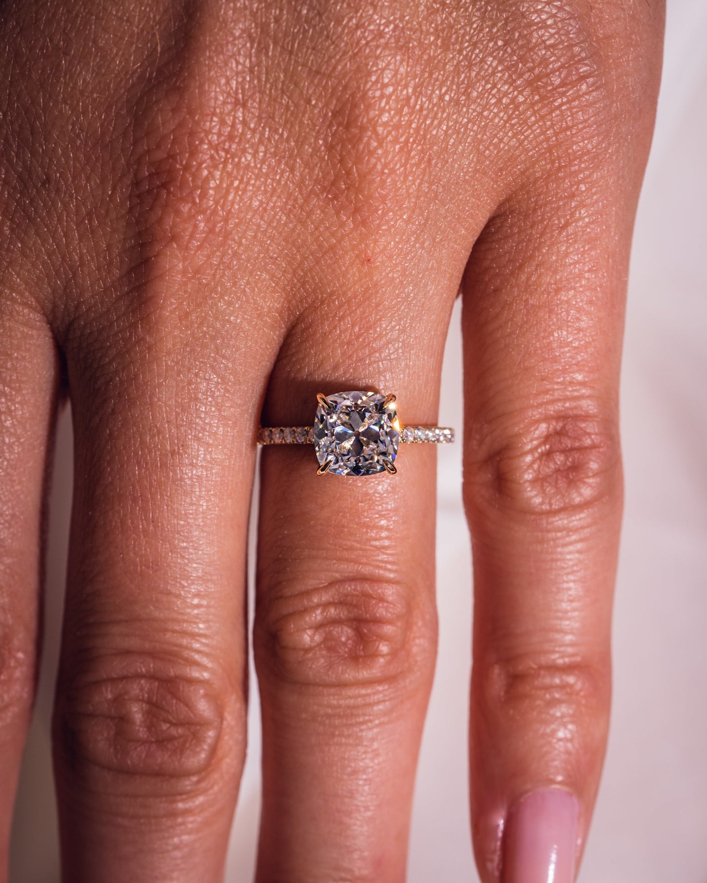 1.74 CT Cushion Pave Moissanite Engagement Ring