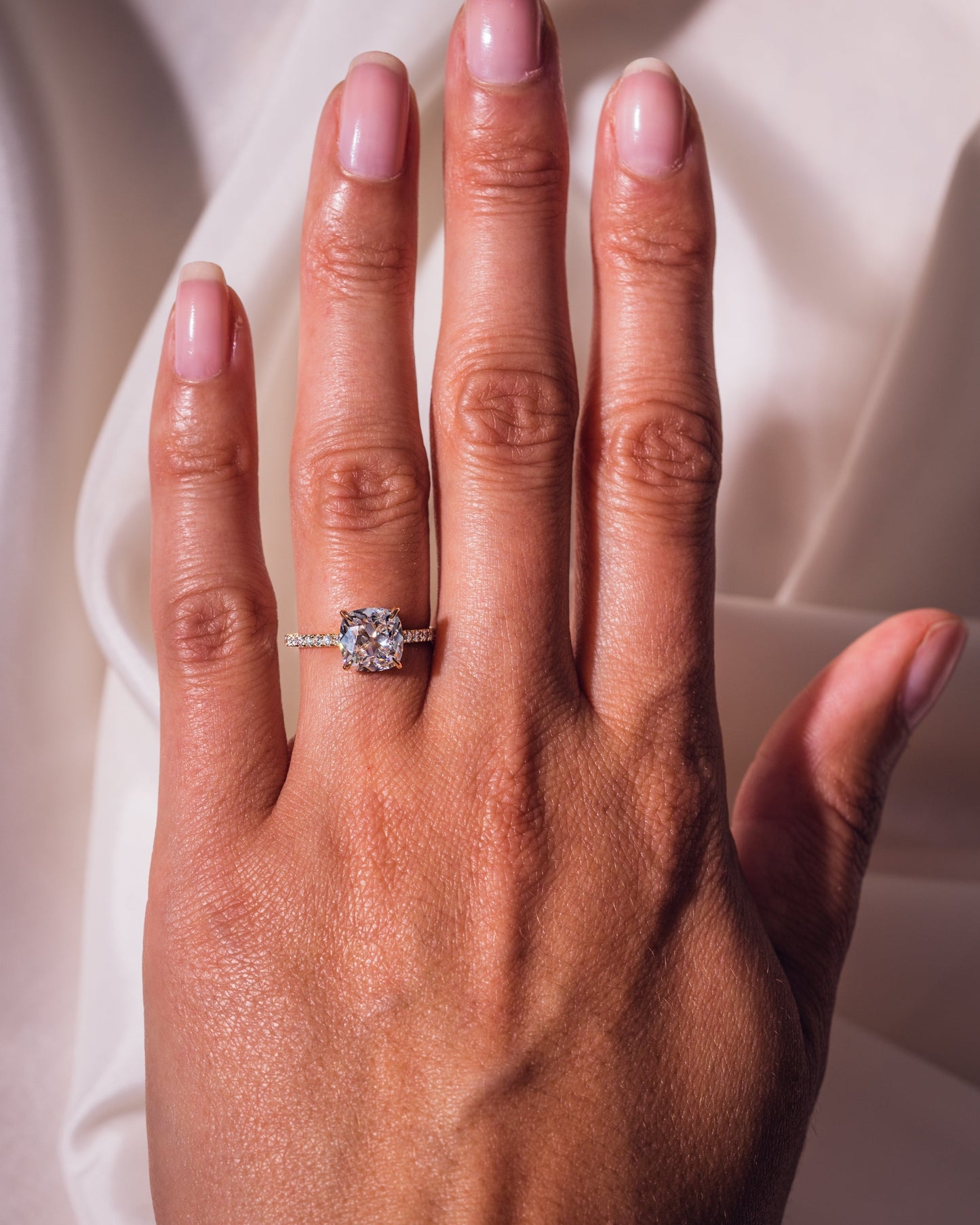 1.74 CT Cushion Pave Moissanite Engagement Ring