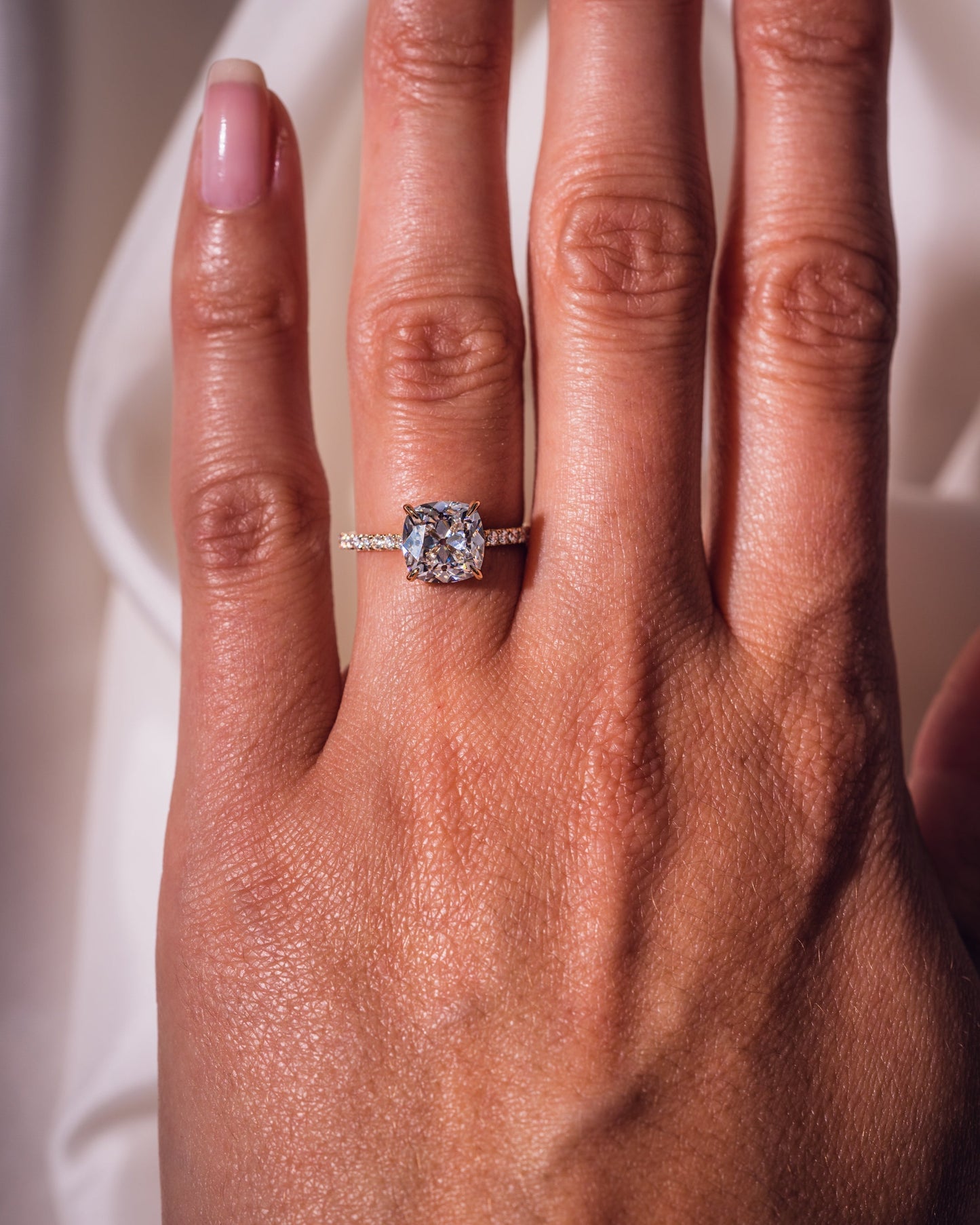 1.74 CT Cushion Pave Moissanite Engagement Ring