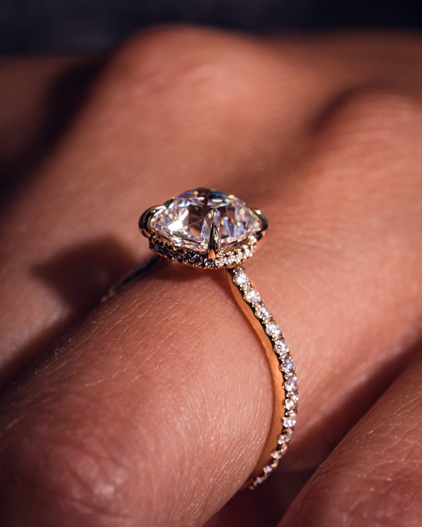 1.74 CT Cushion Pave Moissanite Engagement Ring