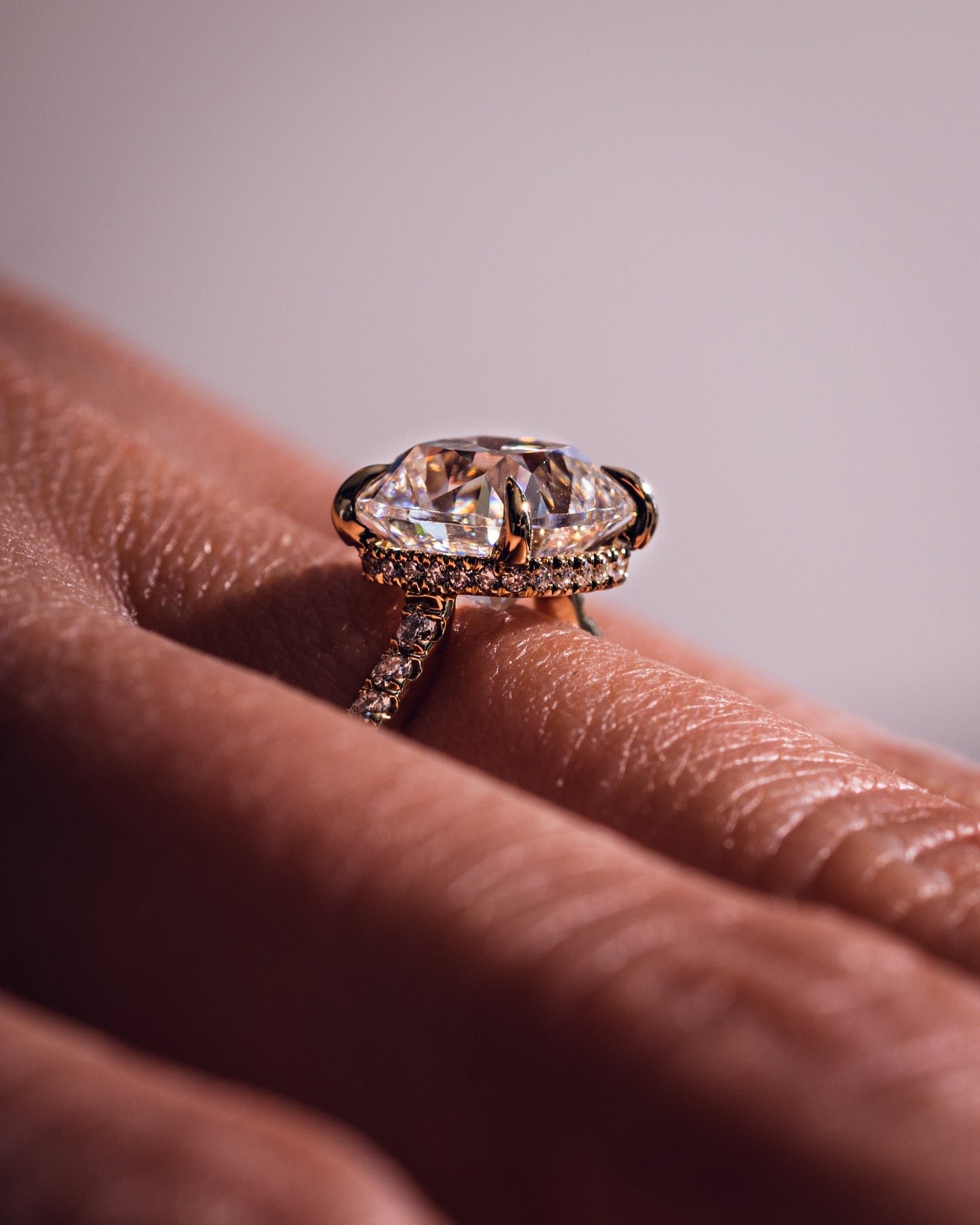 1.74 CT Cushion Pave Moissanite Engagement Ring