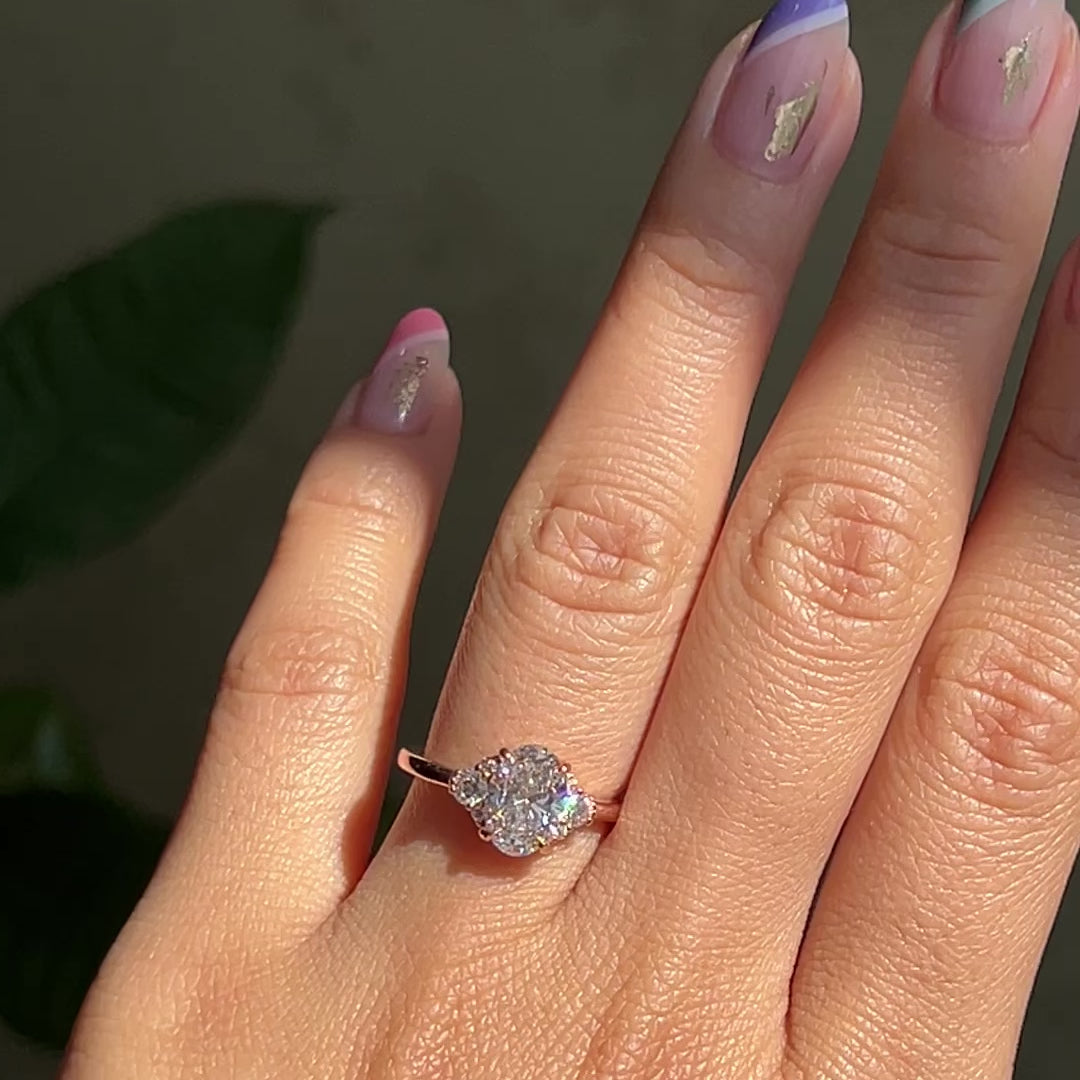 1.5 CT Oval Cut 3 Stones Moissanite Bridal Ring Set