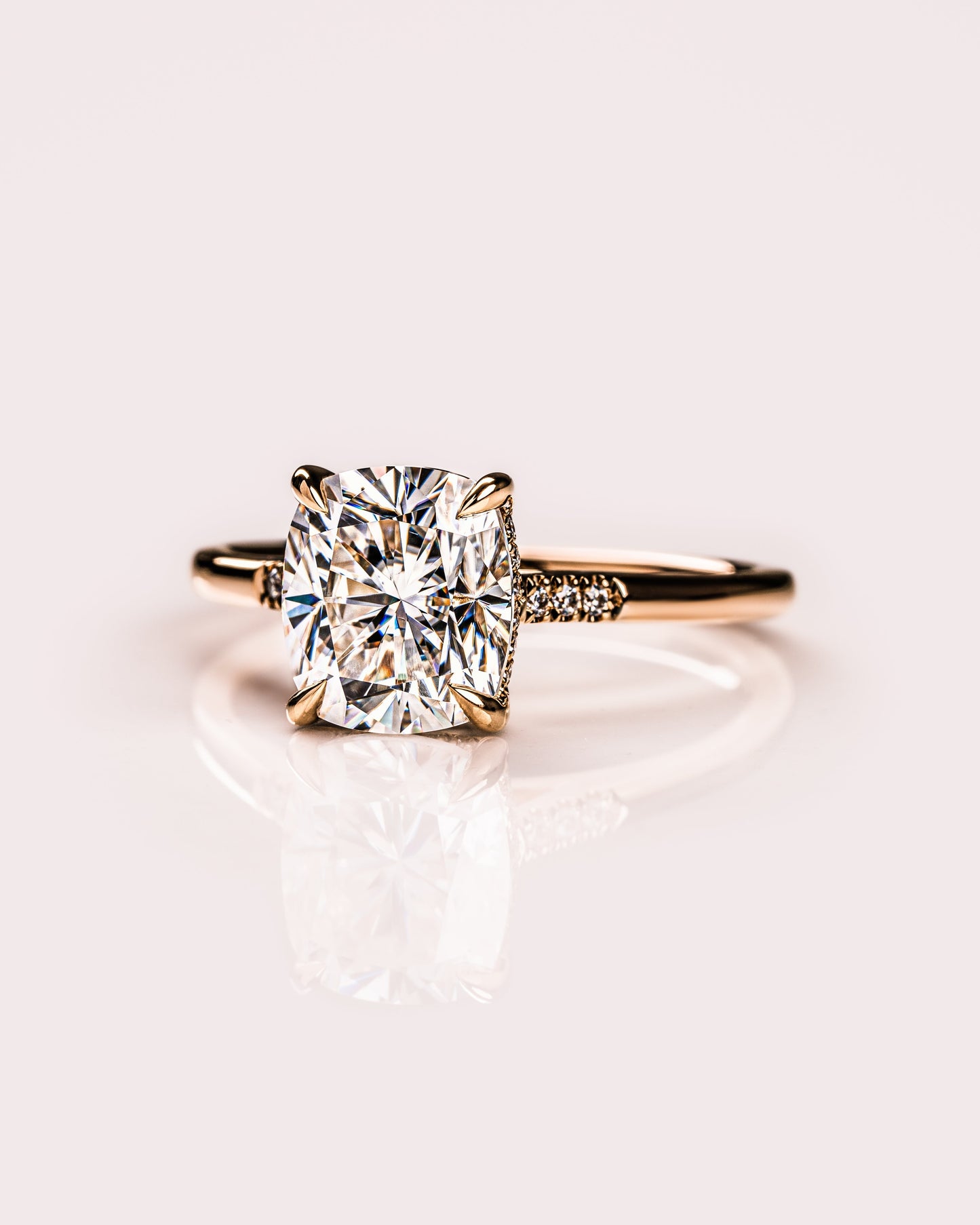 1.49 CT Cushion Cut Hidden Halo Moissanite Engagement Ring