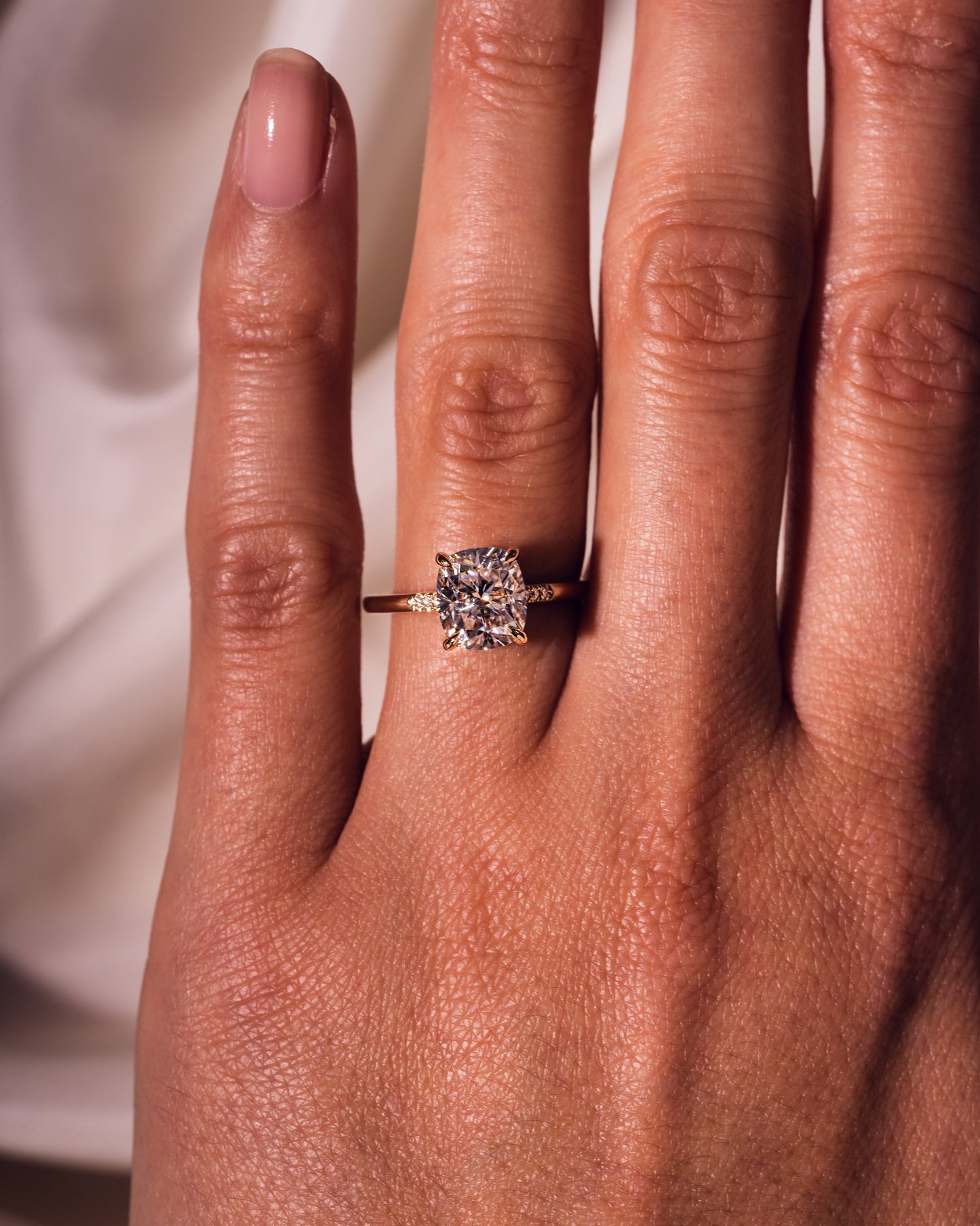 1.49 CT Cushion Cut Hidden Halo Moissanite Engagement Ring
