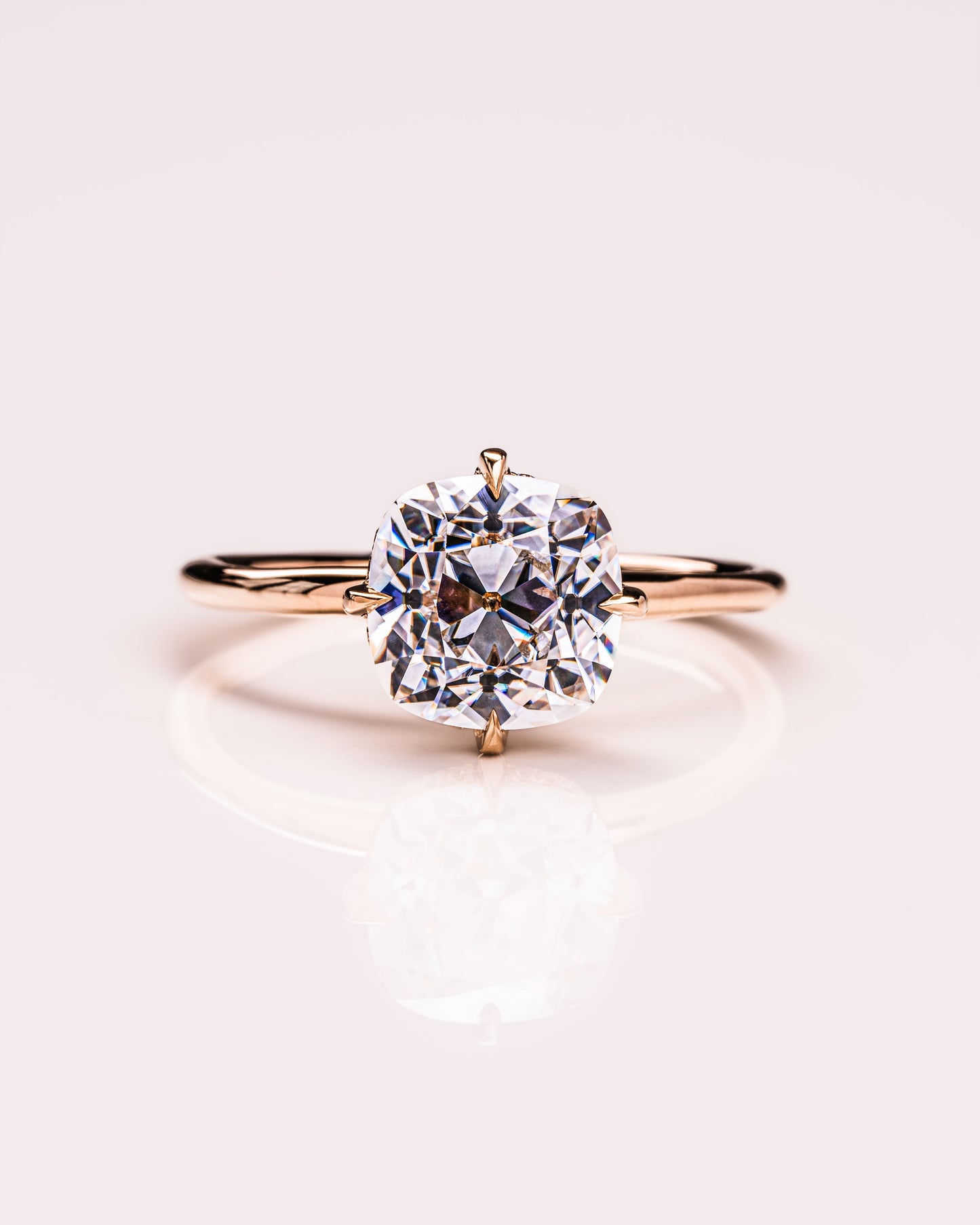 2.54 CT Cushion Cut Moissanite Engagement Ring With Hidden Halo Setting