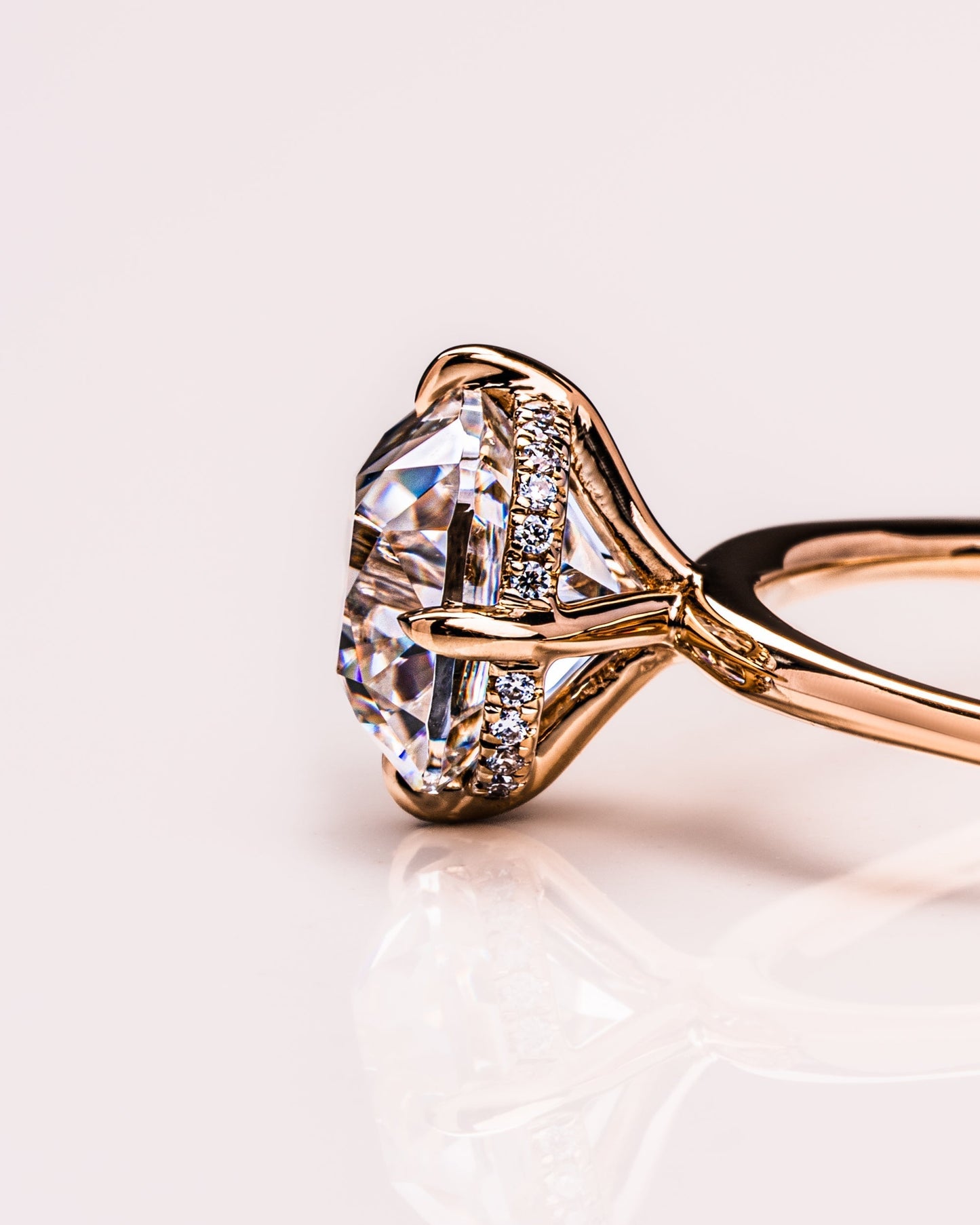2.54 CT Cushion Cut Moissanite Engagement Ring With Hidden Halo Setting