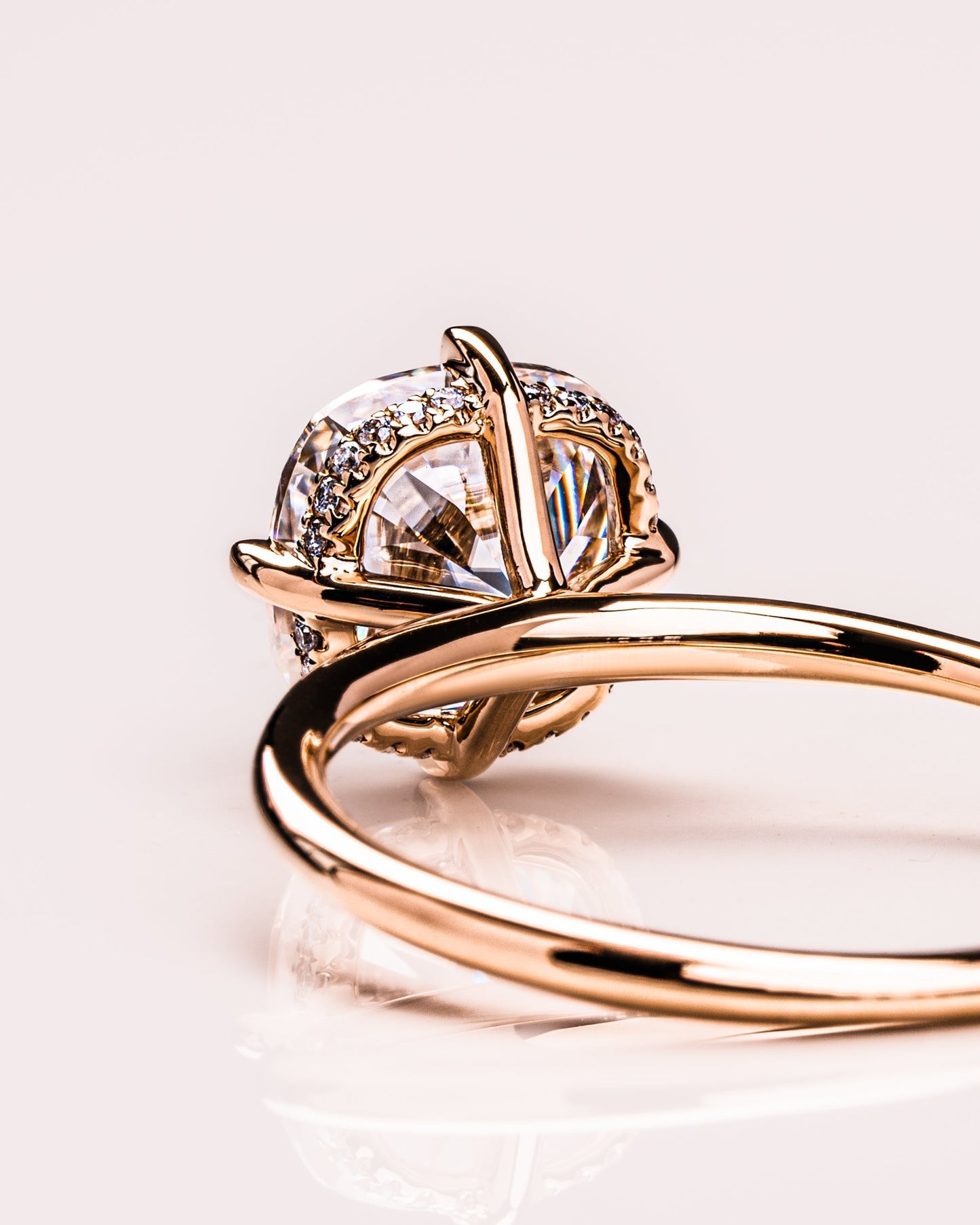 2.54 CT Cushion Cut Moissanite Engagement Ring With Hidden Halo Setting