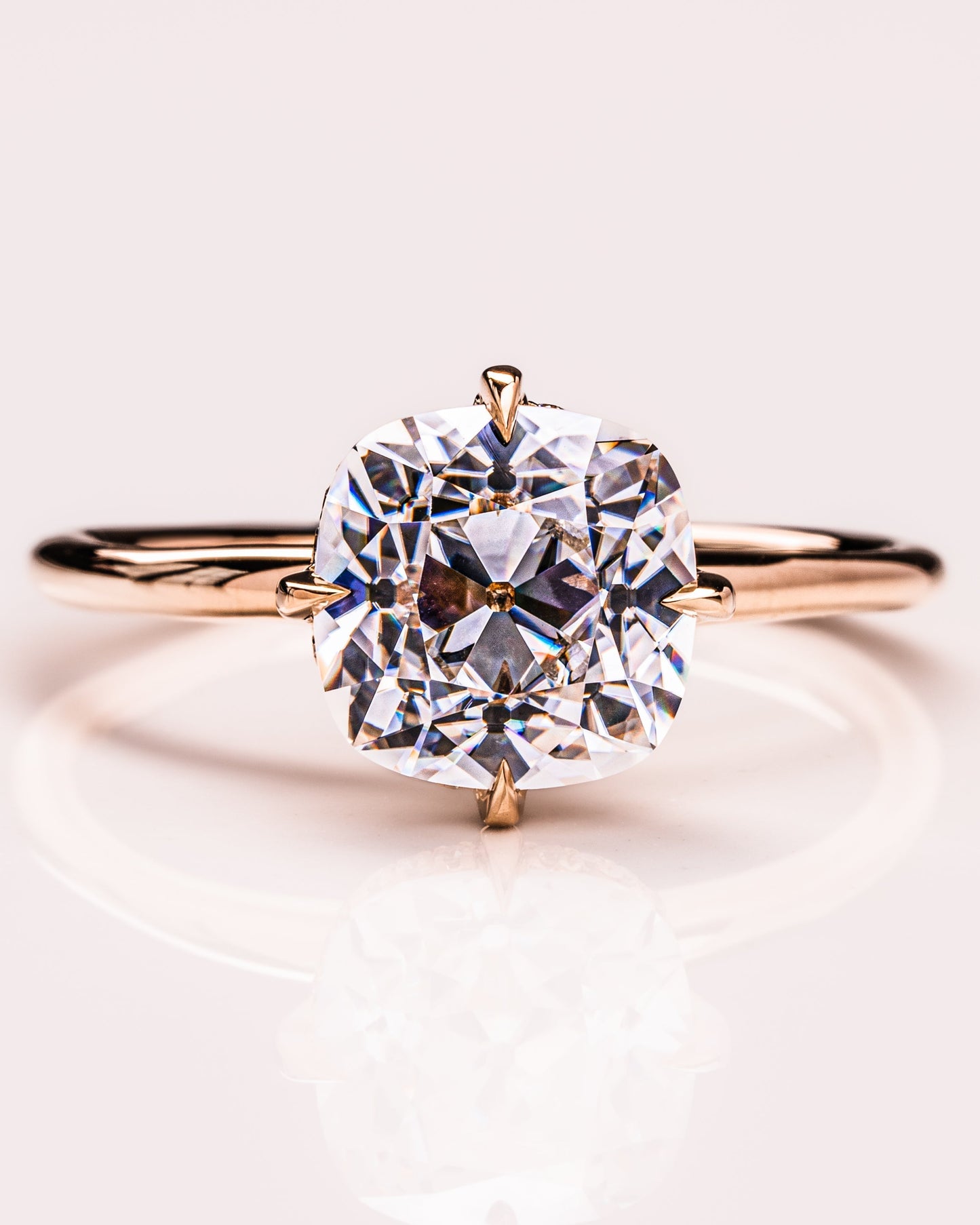 2.54 CT Cushion Cut Moissanite Engagement Ring With Hidden Halo Setting