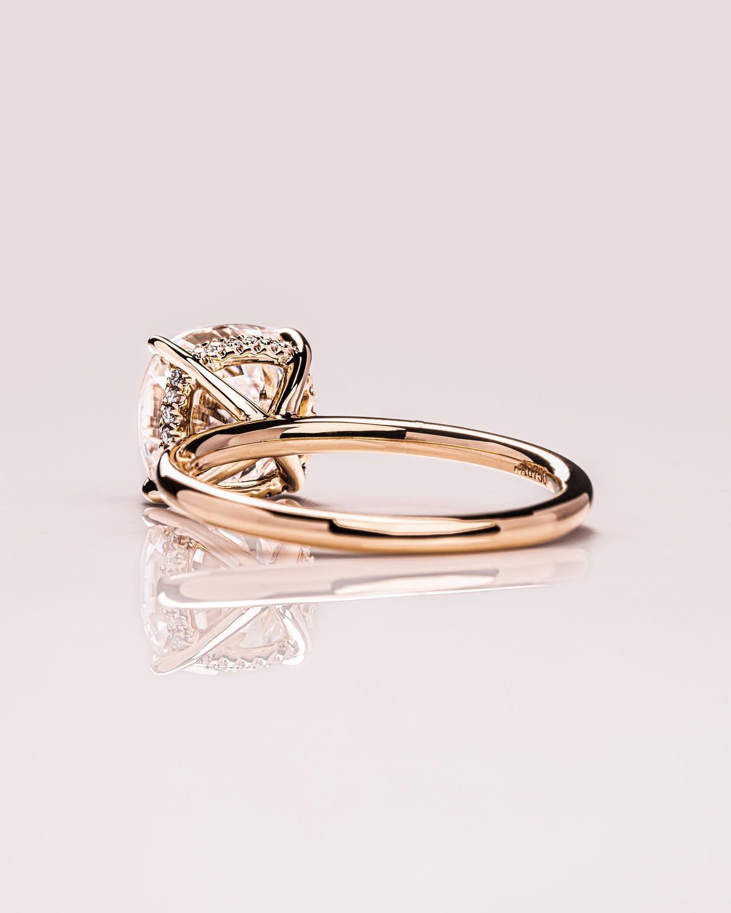 2.15 CT Cushion Cut Moissanite Engagement Ring With Hidden Halo Setting