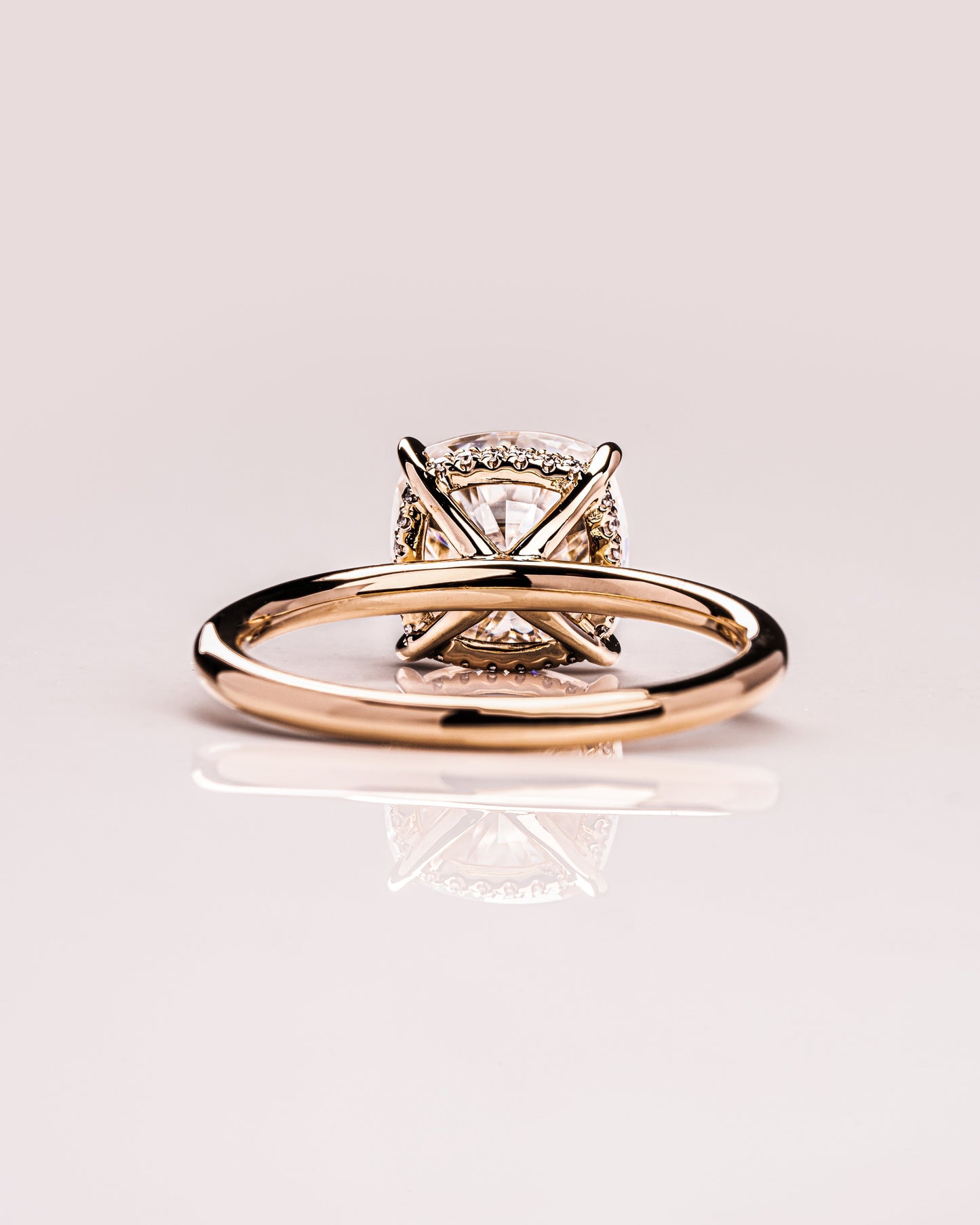 2.15 CT Cushion Cut Moissanite Engagement Ring With Hidden Halo Setting