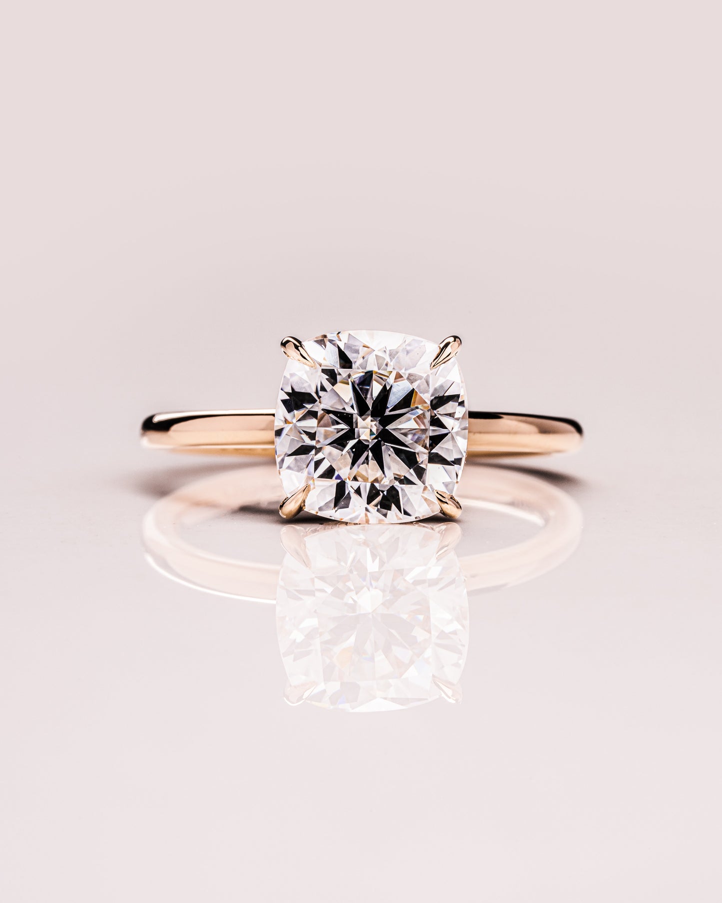 2.15 CT Cushion Cut Moissanite Engagement Ring With Hidden Halo Setting