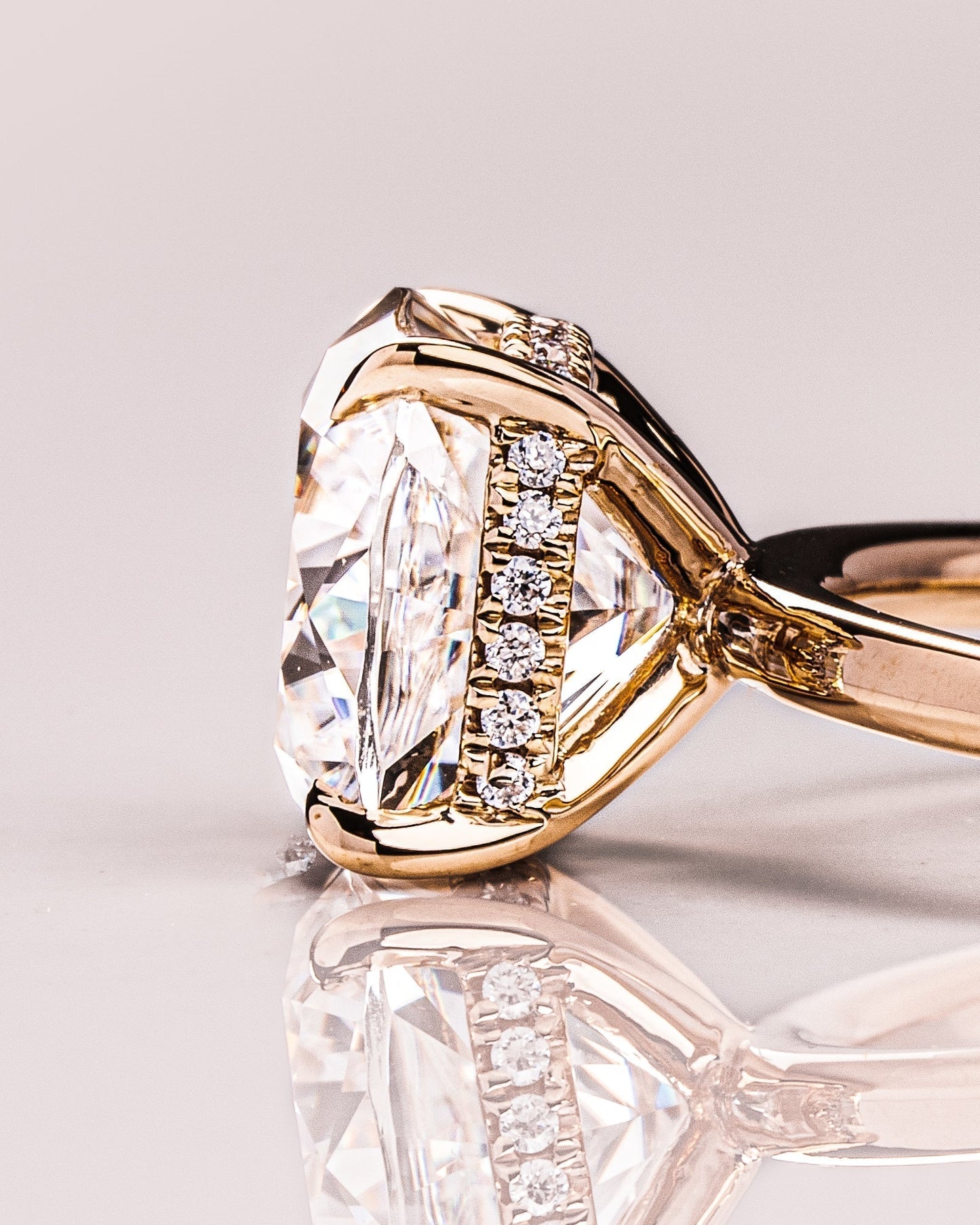 2.15 CT Cushion Cut Moissanite Engagement Ring With Hidden Halo Setting
