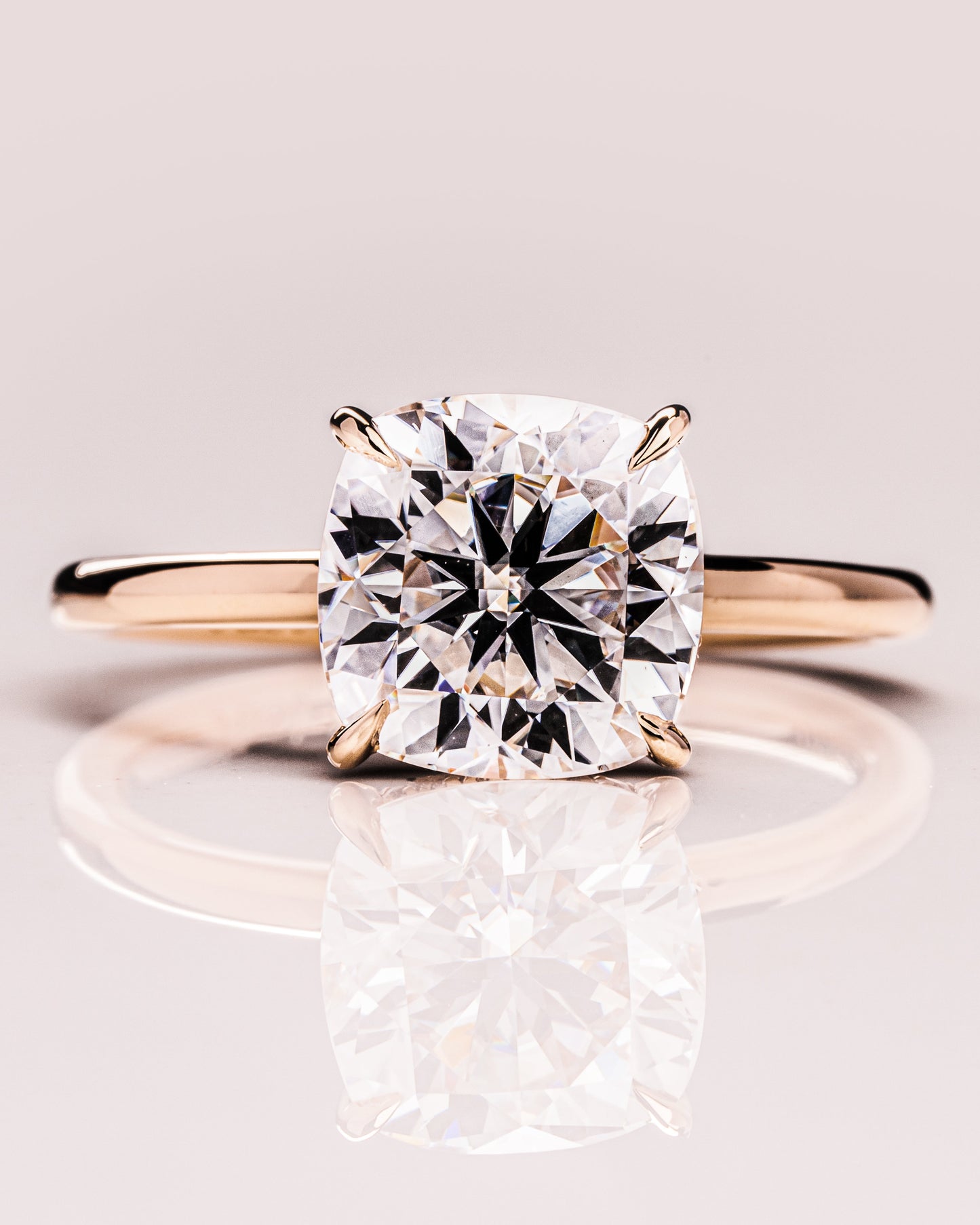 2.15 CT Cushion Cut Moissanite Engagement Ring With Hidden Halo Setting