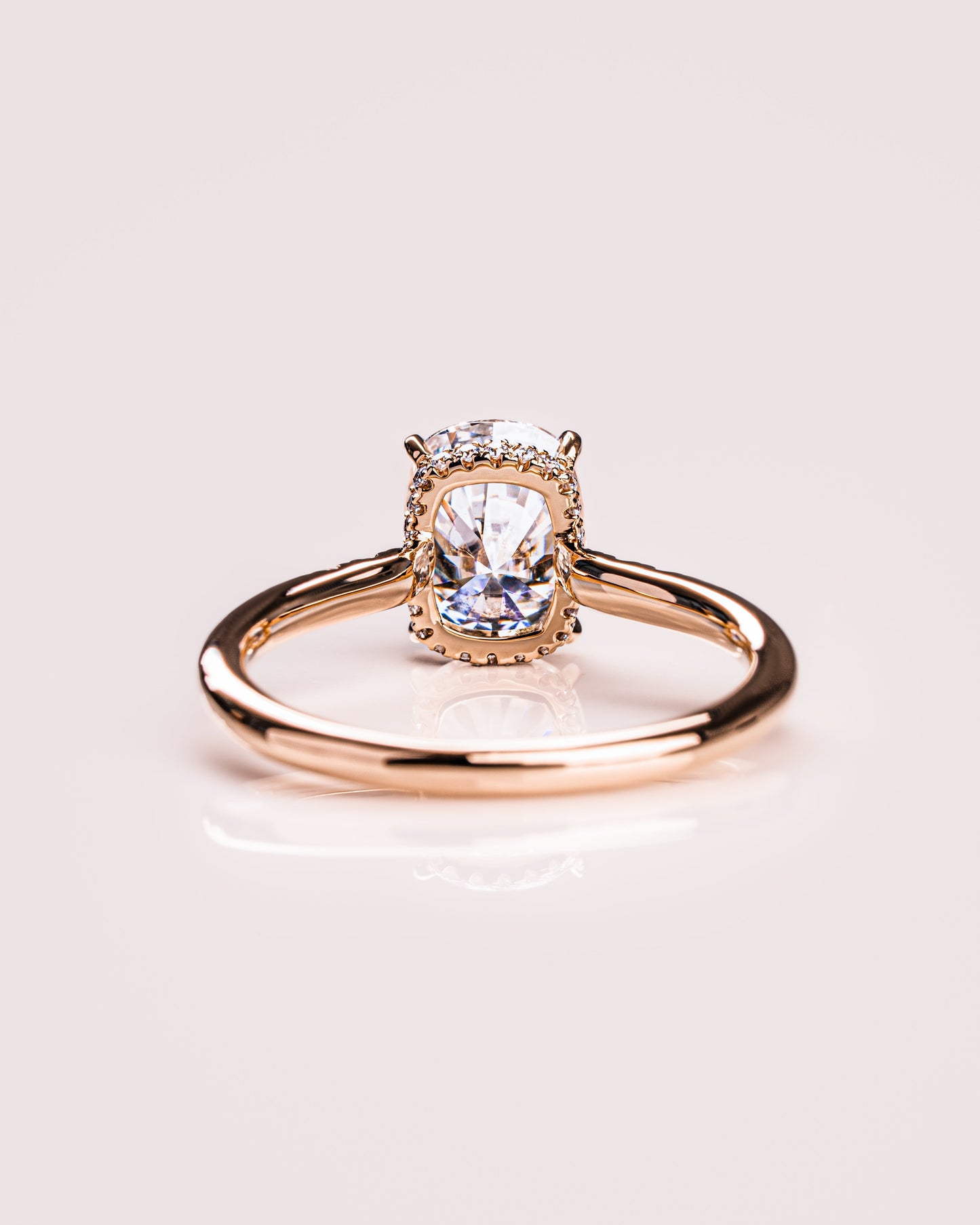 1.49 CT Cushion Cut Moissanite Engagement Ring With Hidden Halo Setting