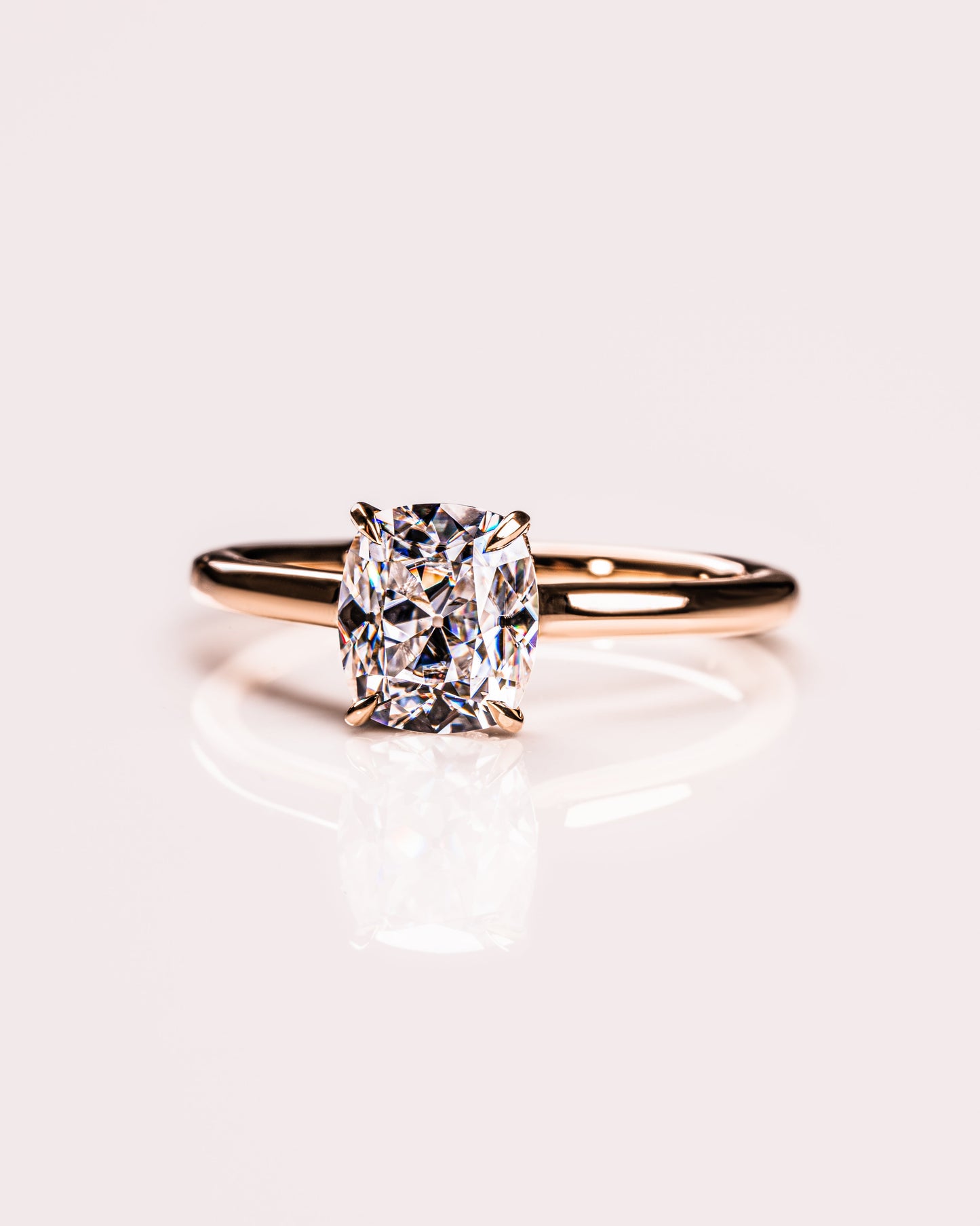 0.96 CT Cushion Hidden Halo Moissanite Engagement Ring