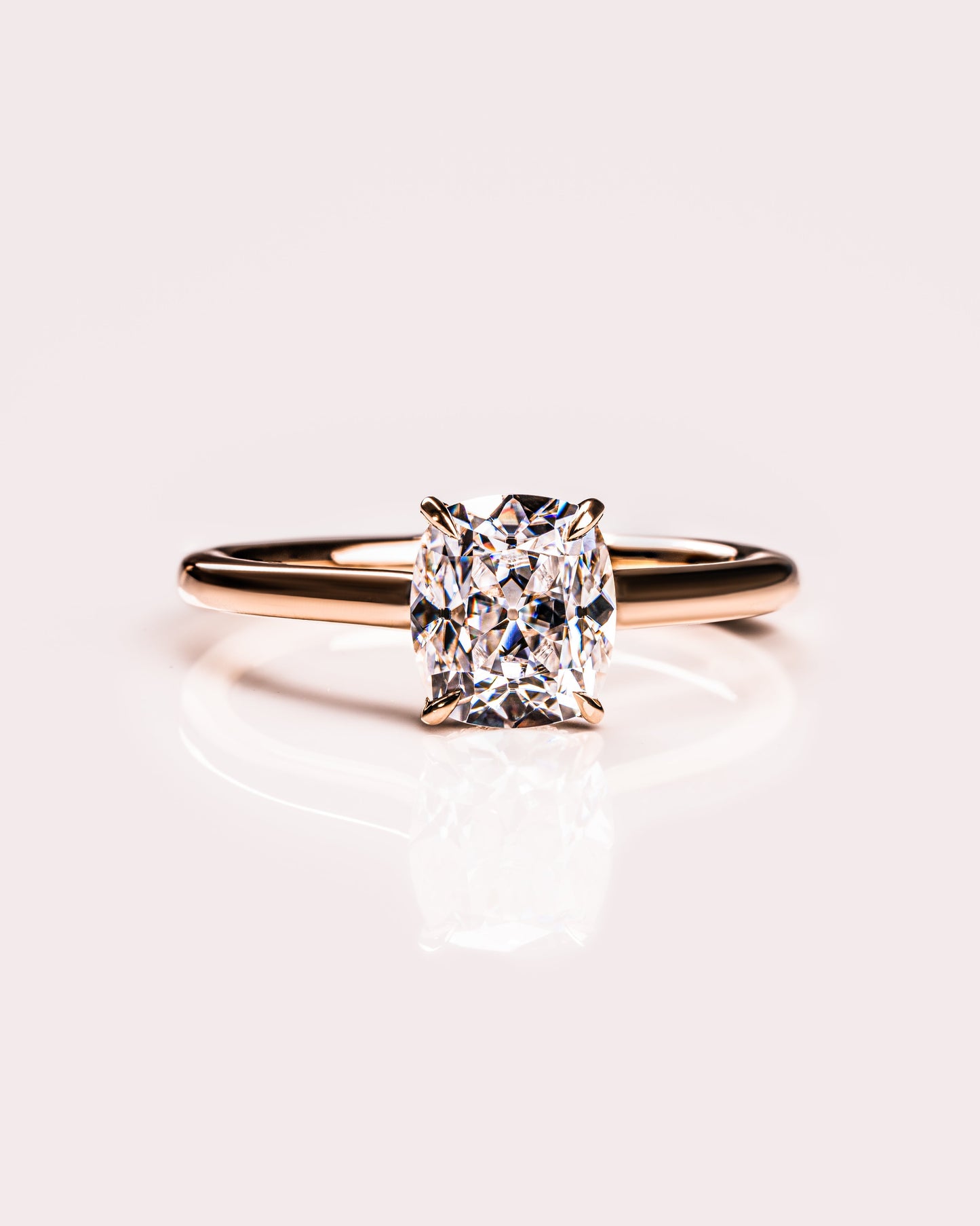 0.96 CT Cushion Hidden Halo Moissanite Engagement Ring