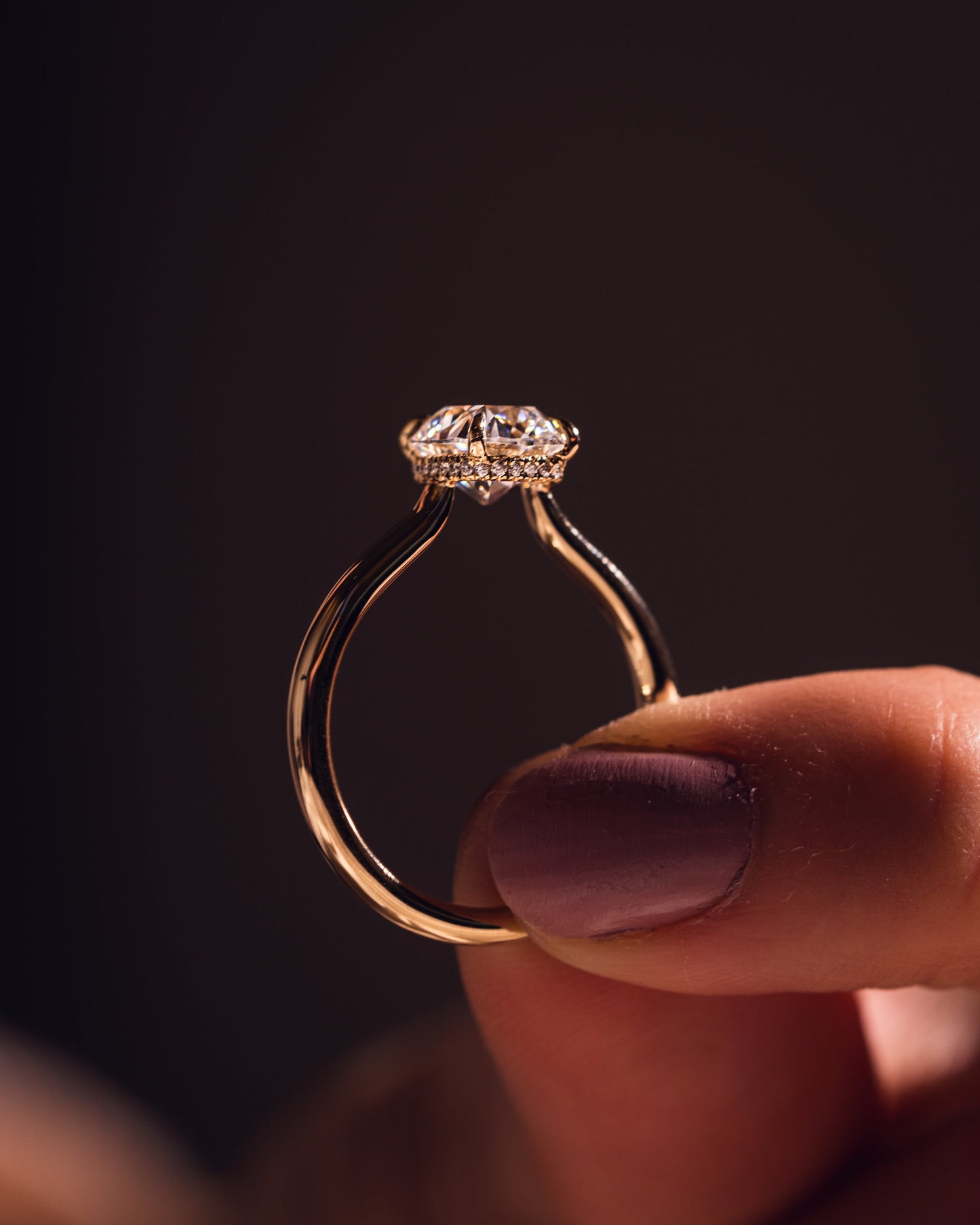 0.96 CT Cushion Hidden Halo Moissanite Engagement Ring