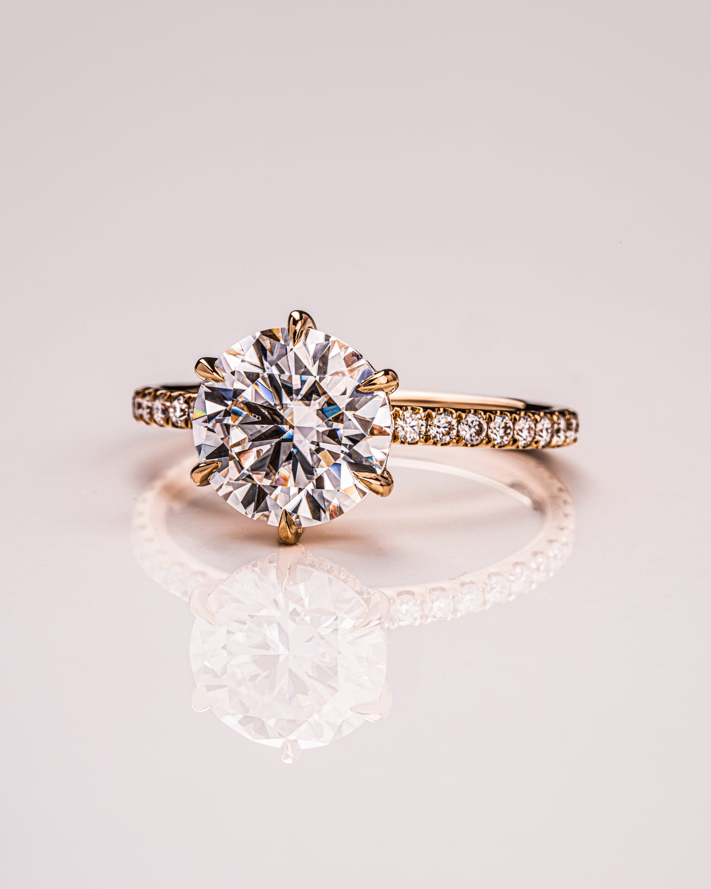 2.75 CT Round Cut Hidden Halo & Pave Setting Moissanite Engagement Ring