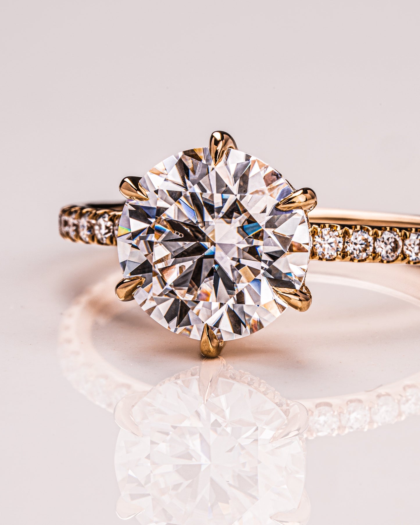 2.75 CT Round Cut Hidden Halo & Pave Setting Moissanite Engagement Ring