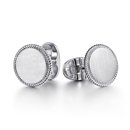 Round Twisted Rope Trim Cufflinks For Men