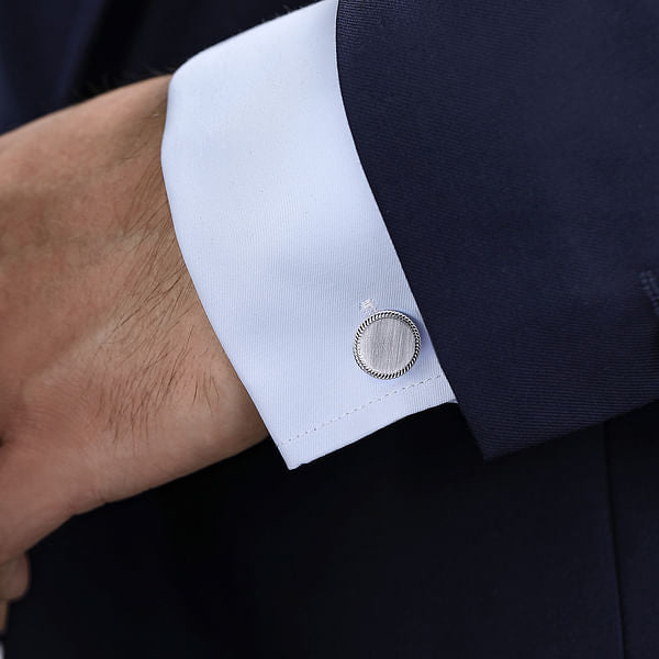 Round Twisted Rope Trim Cufflinks For Men