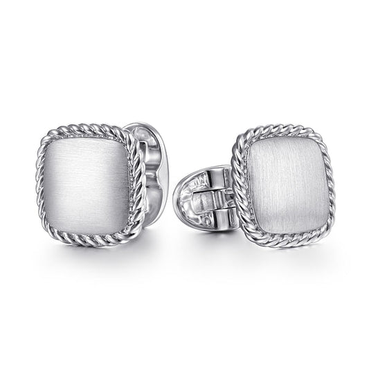 Square with Twisted Rope Trim Cufflinks For Men