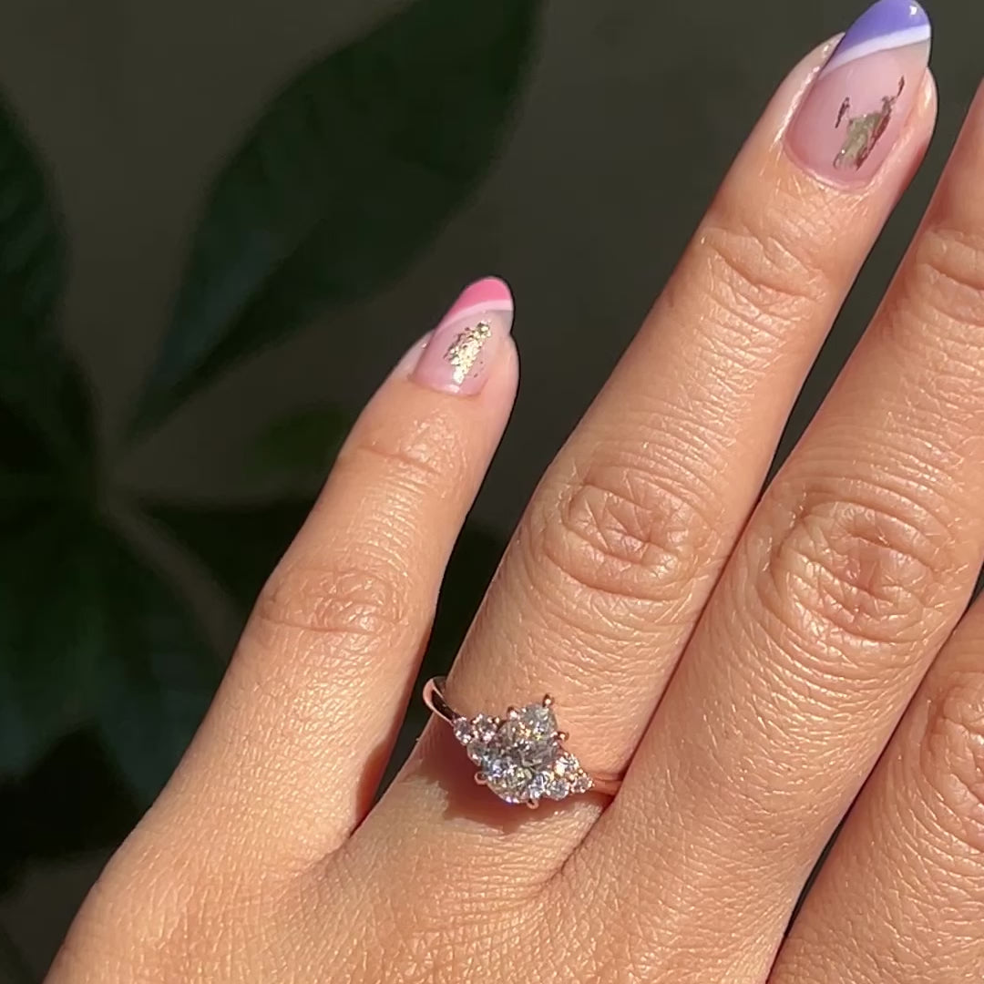 1.2 CT Pear Cut Cluster Moissanite Bridal Ring Set