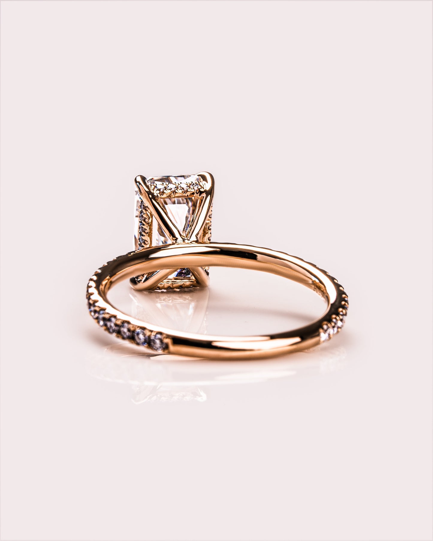 2.43 CT Radiant Cut Moissanite Engagement Ring With Hidden Halo Setting