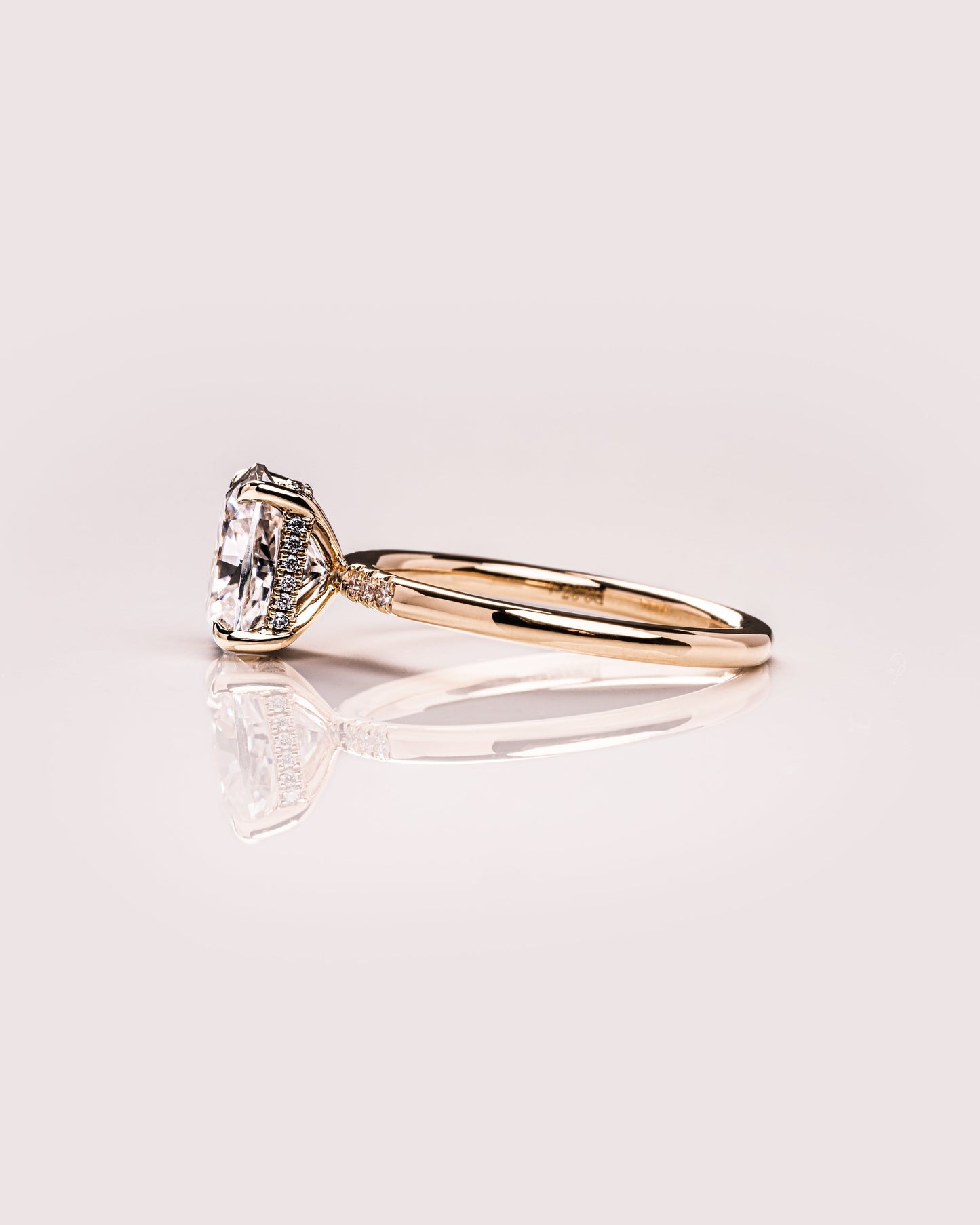 2.15 CT Cushion Cut Moissanite Engagement Ring With Hidden Halo Setting