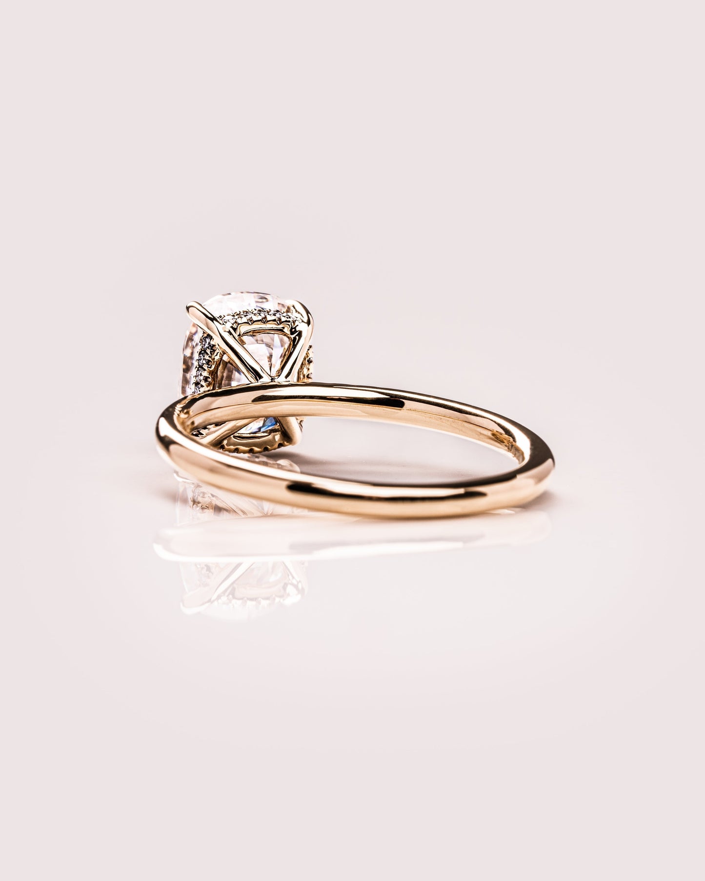 2.15 CT Cushion Cut Moissanite Engagement Ring With Hidden Halo Setting