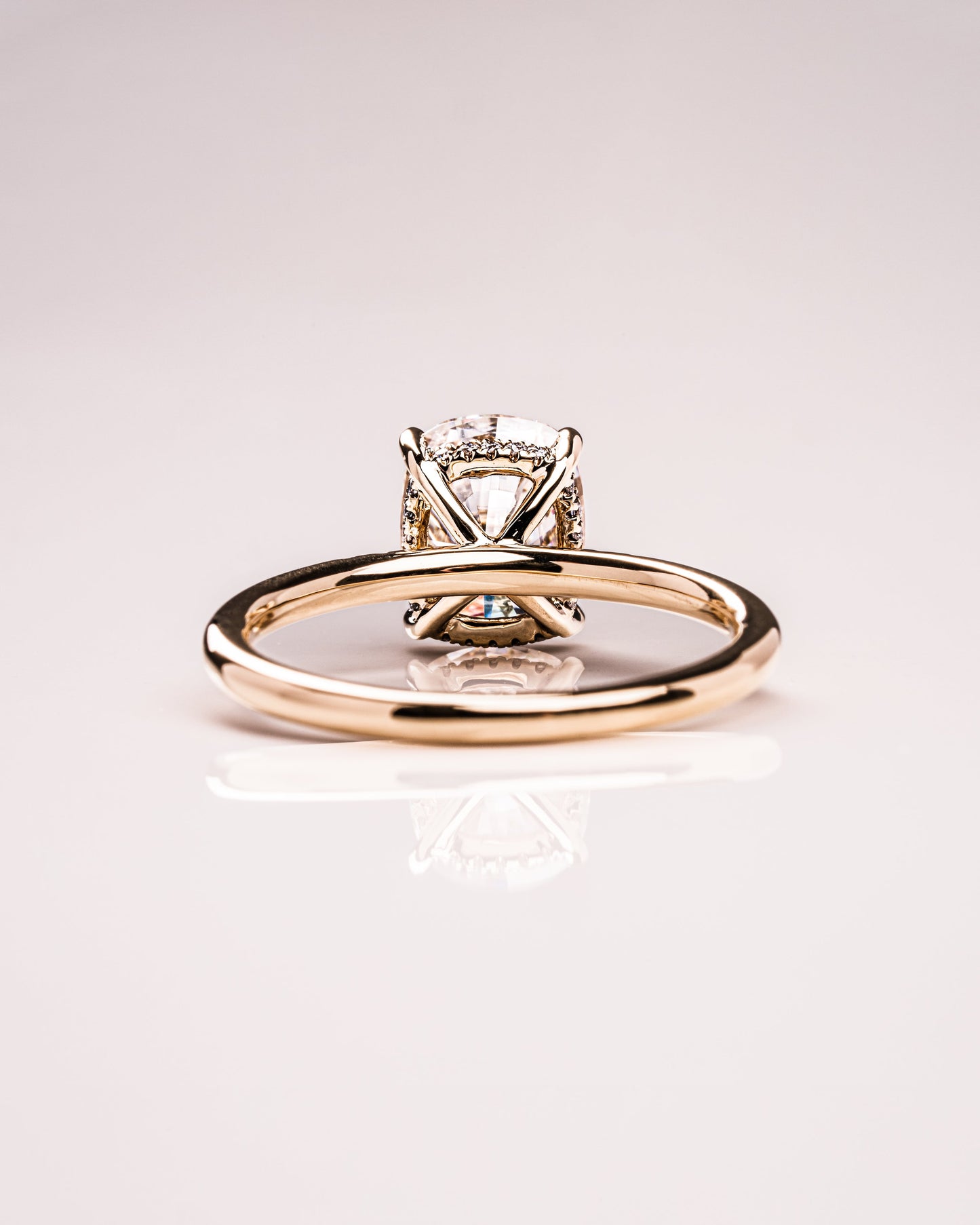 2.15 CT Cushion Cut Moissanite Engagement Ring With Hidden Halo Setting