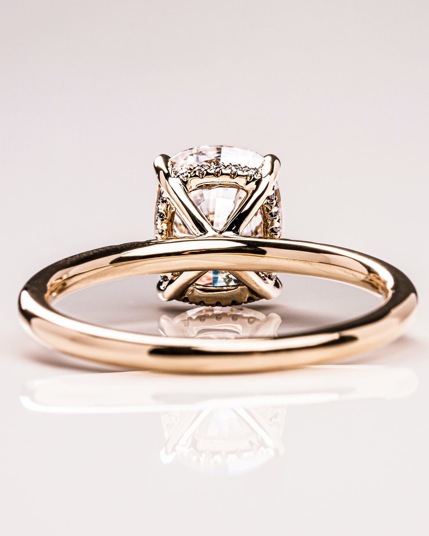 2.15 CT Cushion Cut Moissanite Engagement Ring With Hidden Halo Setting