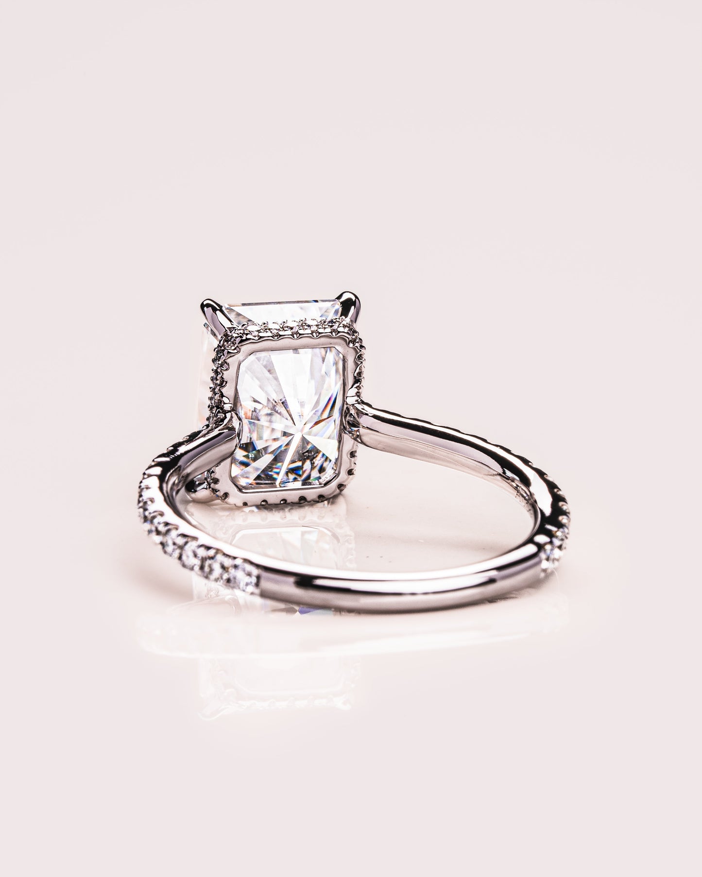 2.43 CT Radiant Cut Hidden Halo Setting Moissanite Engagement Ring