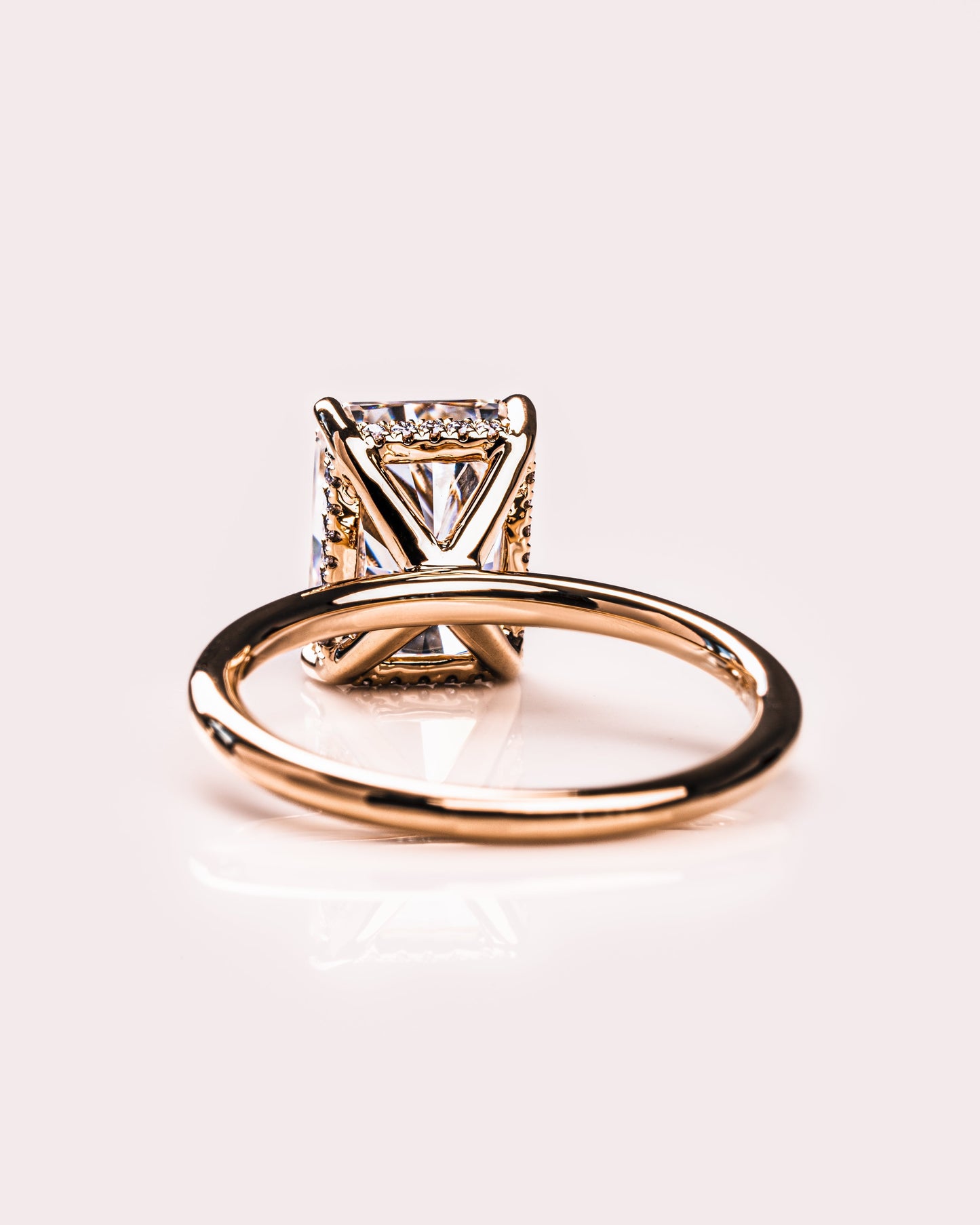 2.43 CT Radiant Cut Moissanite Engagement Ring With Hidden Halo Setting