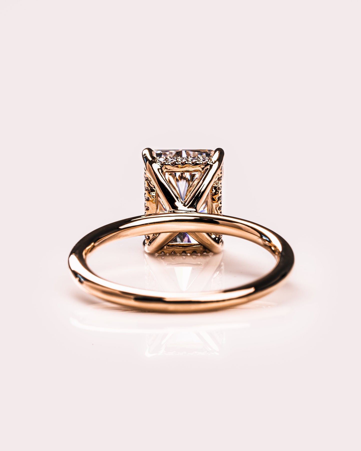 2.43 CT Radiant Cut Moissanite Engagement Ring With Hidden Halo Setting