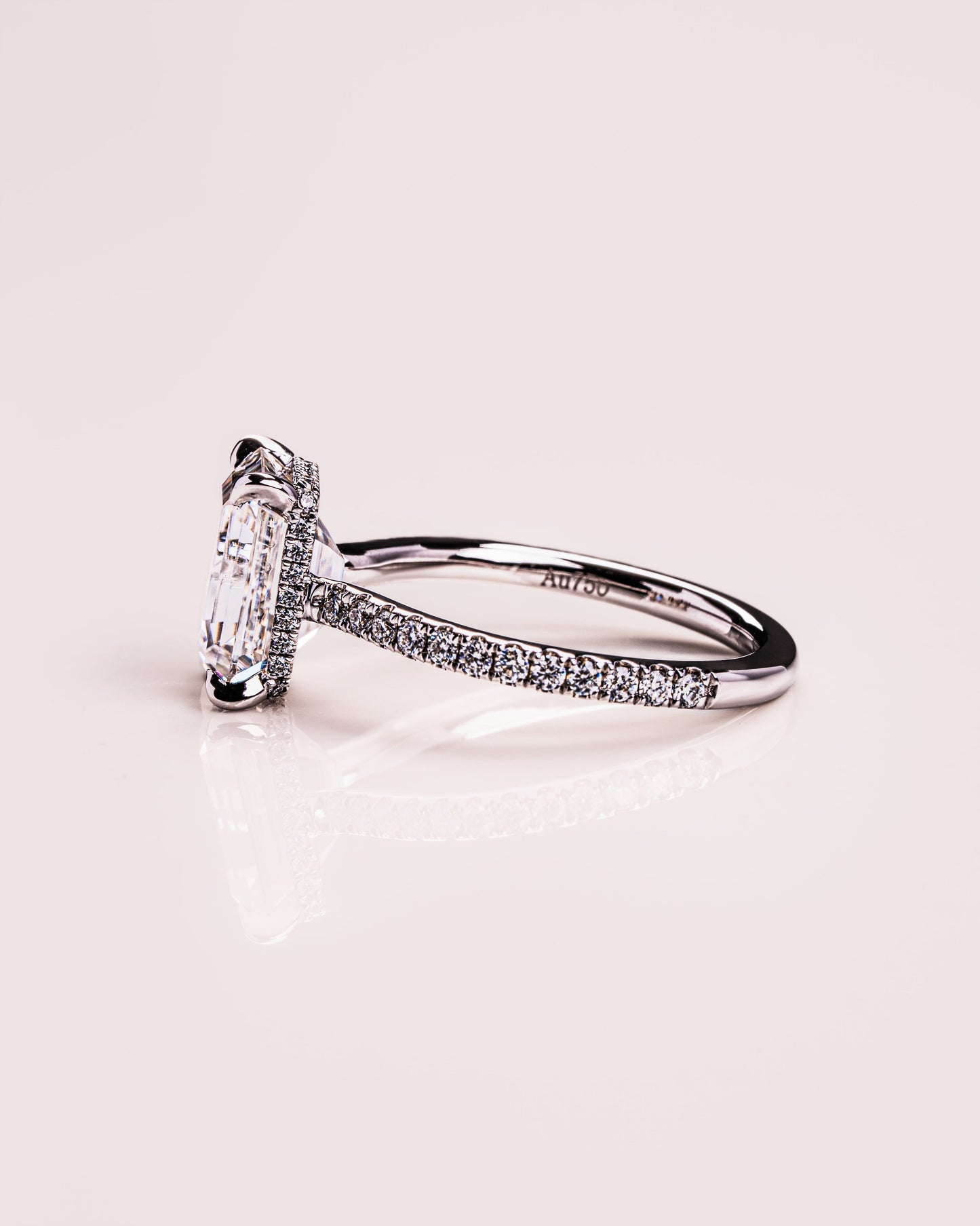2.30 CT Radiant Cut Hidden Halo & Pave Setting Moissanite Engagement Ring