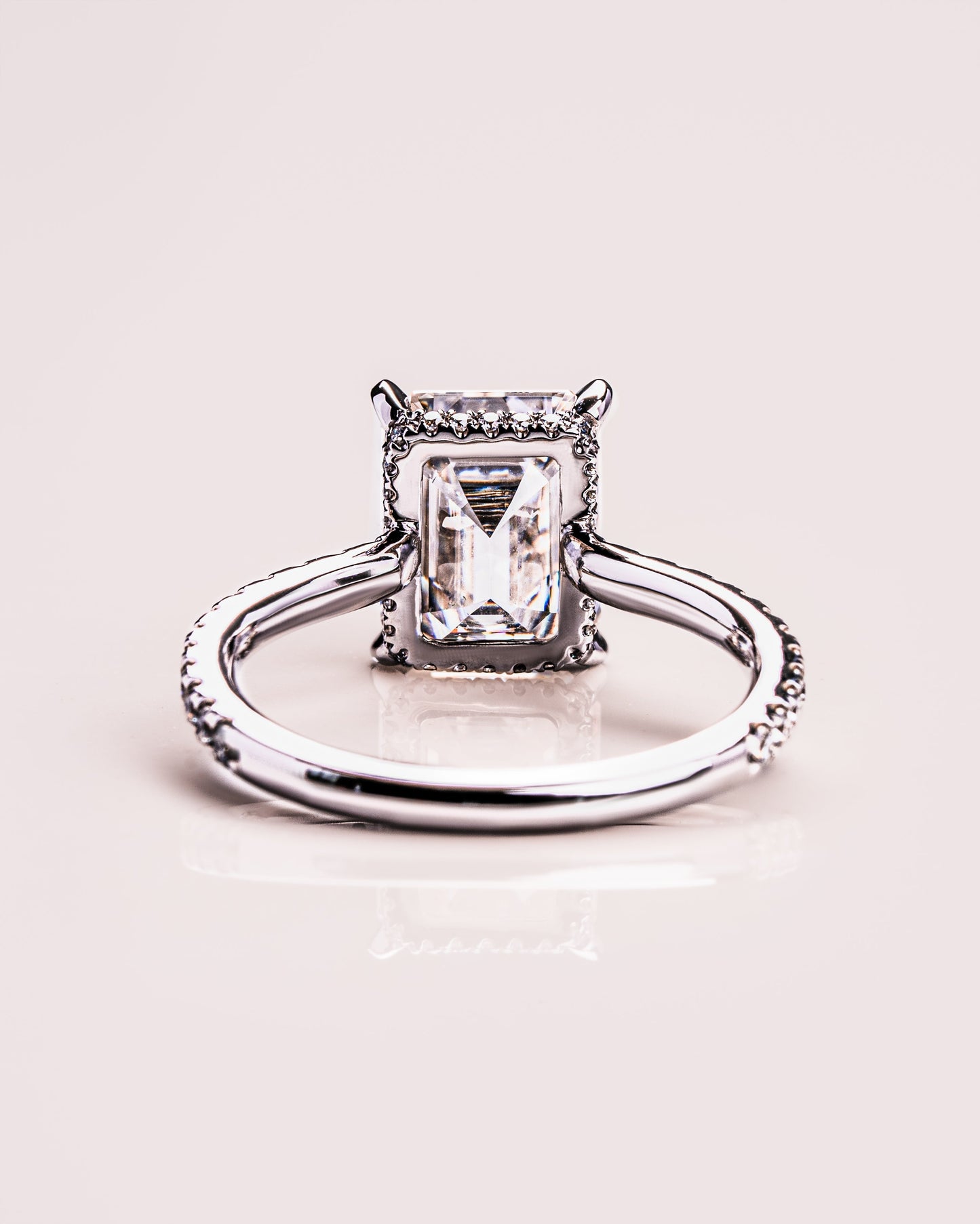 2.30 CT Radiant Cut Hidden Halo & Pave Setting Moissanite Engagement Ring