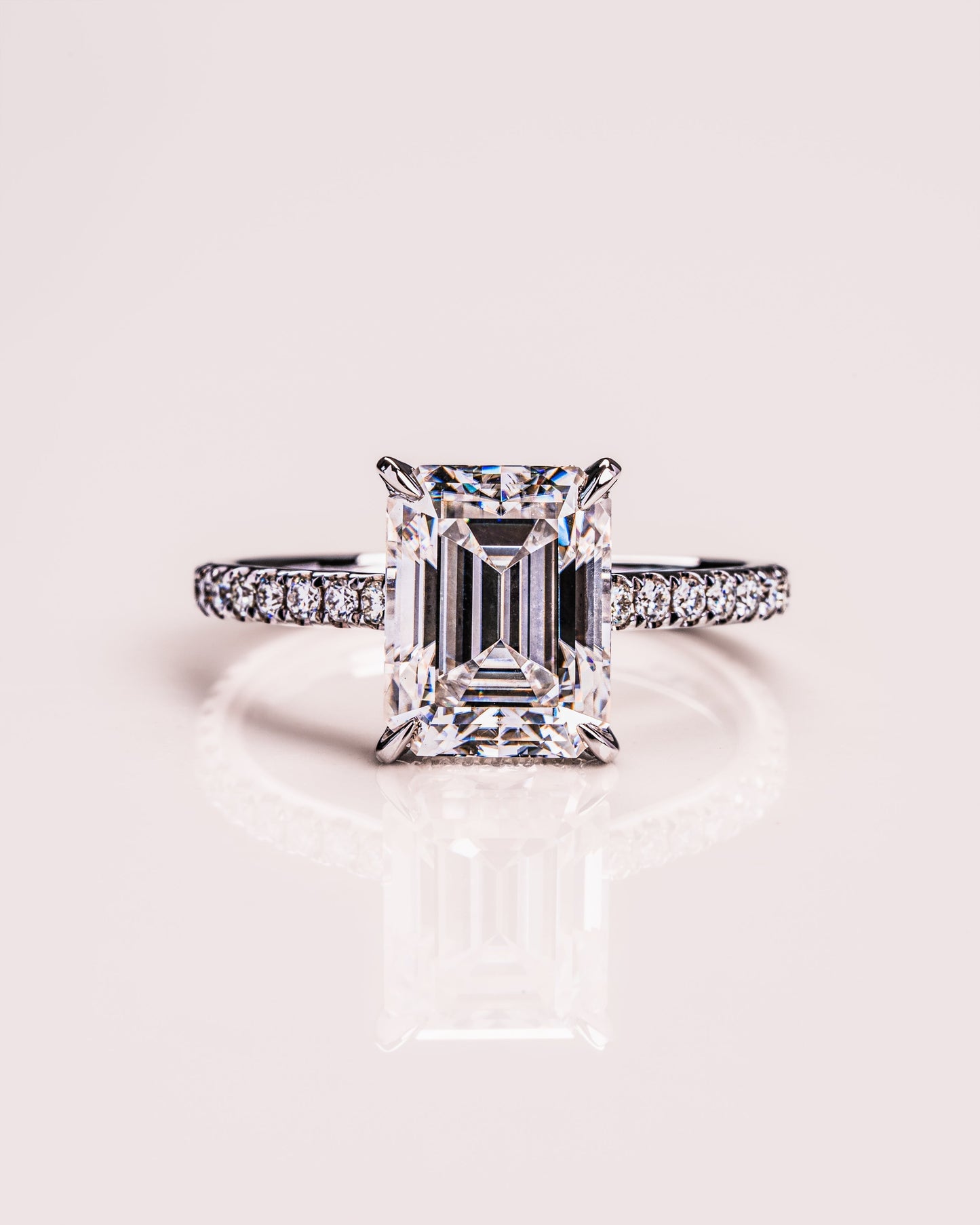 2.30 CT Radiant Cut Hidden Halo & Pave Setting Moissanite Engagement Ring