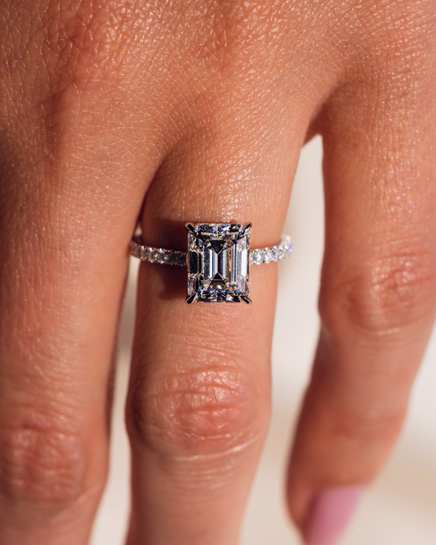 2.30 CT Radiant Cut Hidden Halo & Pave Setting Moissanite Engagement Ring