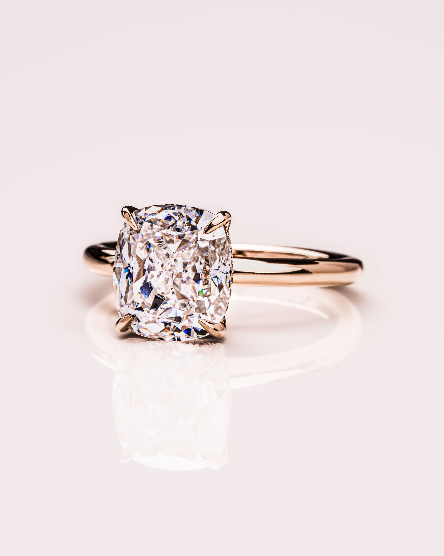 1.49 CT Cushion Cut Moissanite Engagement Ring With Hidden Halo Setting