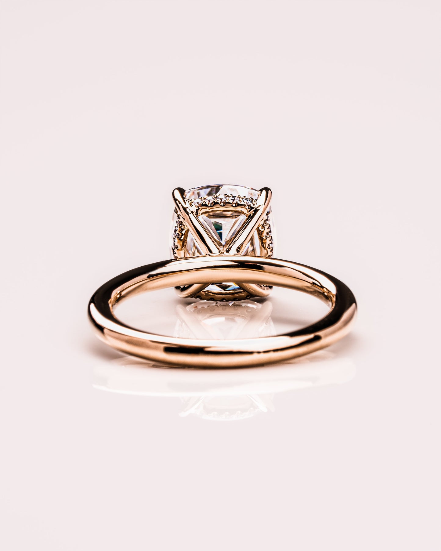 1.49 CT Cushion Cut Moissanite Engagement Ring With Hidden Halo Setting