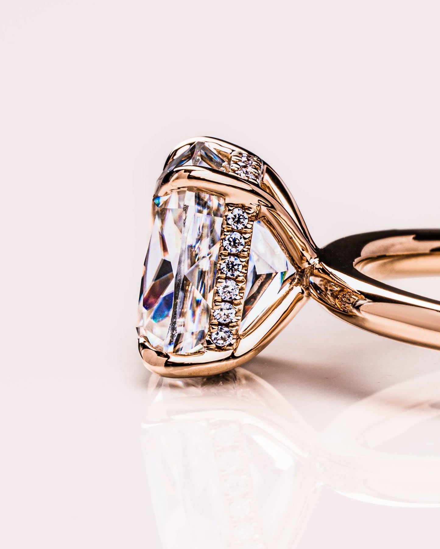 1.49 CT Cushion Cut Moissanite Engagement Ring With Hidden Halo Setting