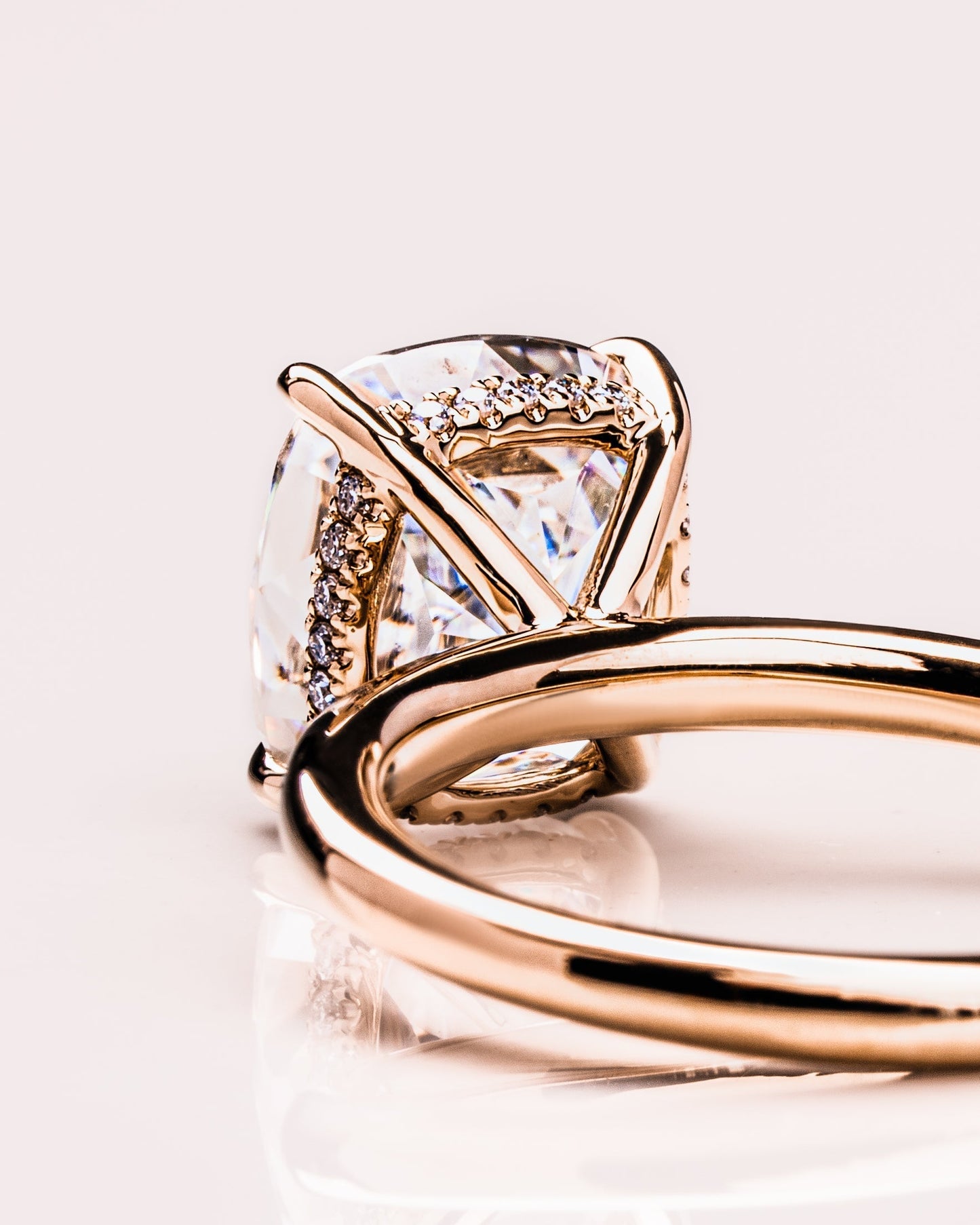1.49 CT Cushion Cut Moissanite Engagement Ring With Hidden Halo Setting