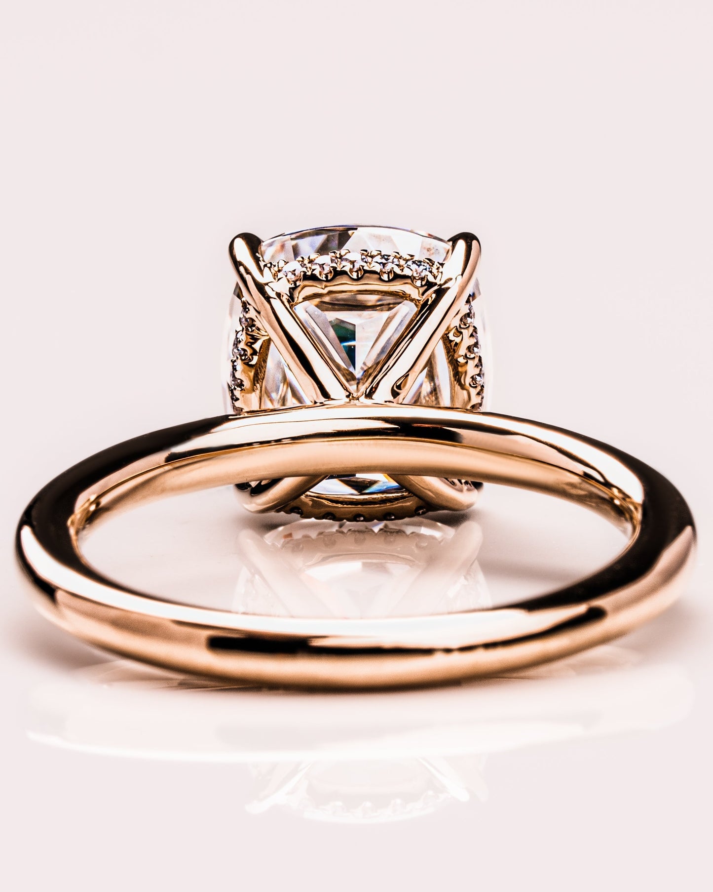 1.49 CT Cushion Cut Moissanite Engagement Ring With Hidden Halo Setting