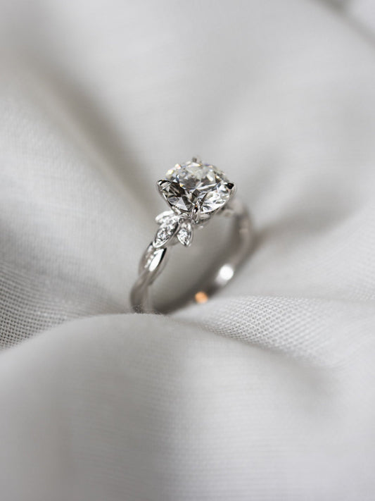 Marquise Shaped Three Stone Lab Grown Diamond Engagement Ring