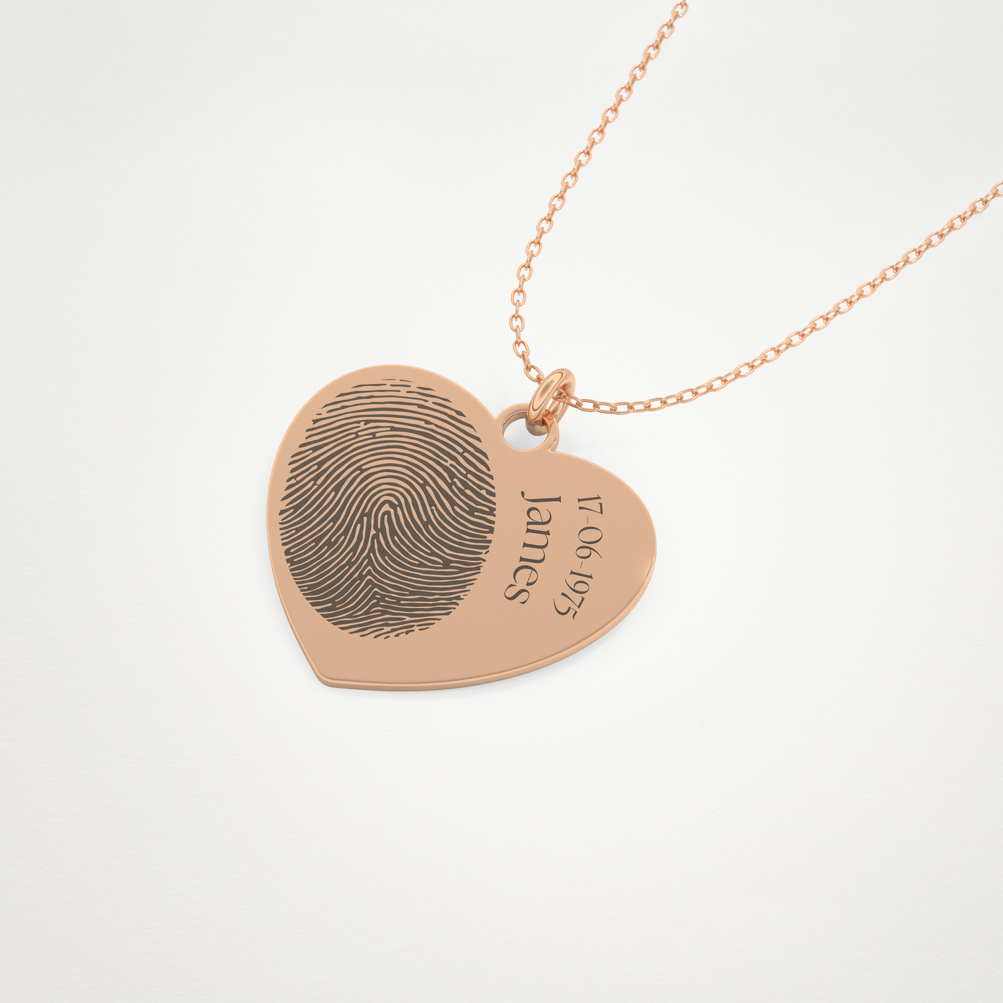 Custom Personalized Fingerprint Pendant Necklace – 14K/18K Gold & 925 Silver 15