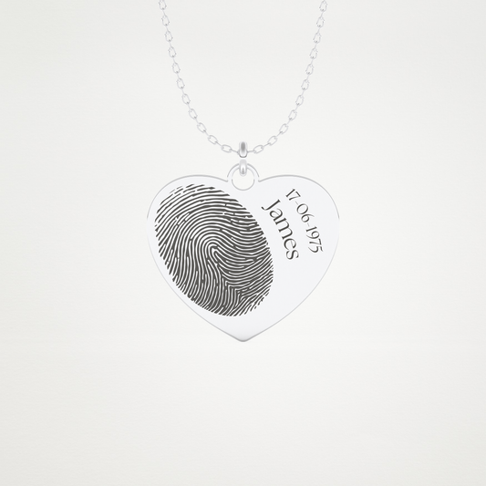 Custom Personalized Fingerprint Pendant Necklace – 14K/18K Gold & 925 Silver 1